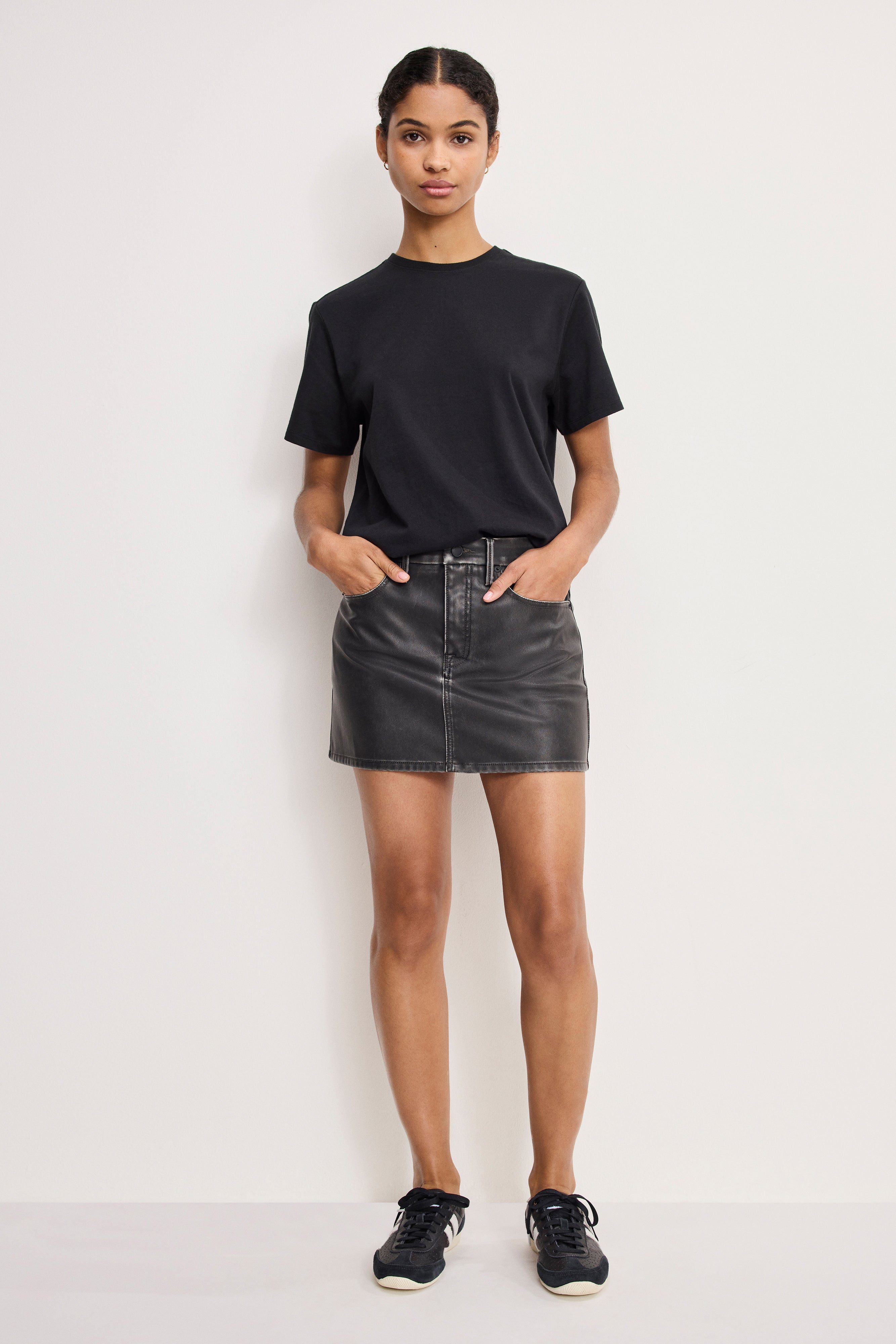FAUX LEATHER GOOD 90S MINI SKIRT | BLACK001