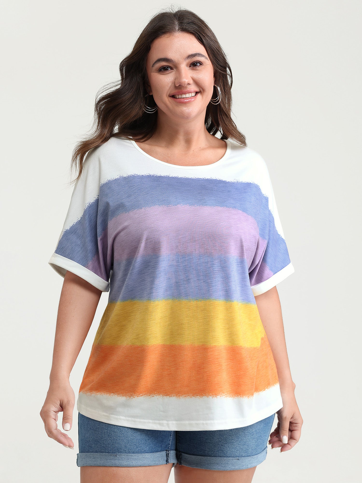 Multi-Color Supersoft Round Neck Knit Top