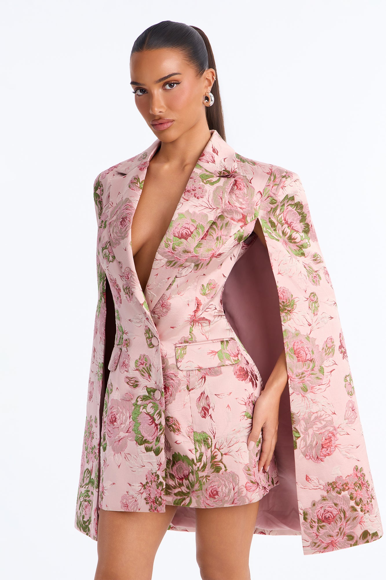 The Woman In Charge Jacquard Mini Dress - Pink/combo