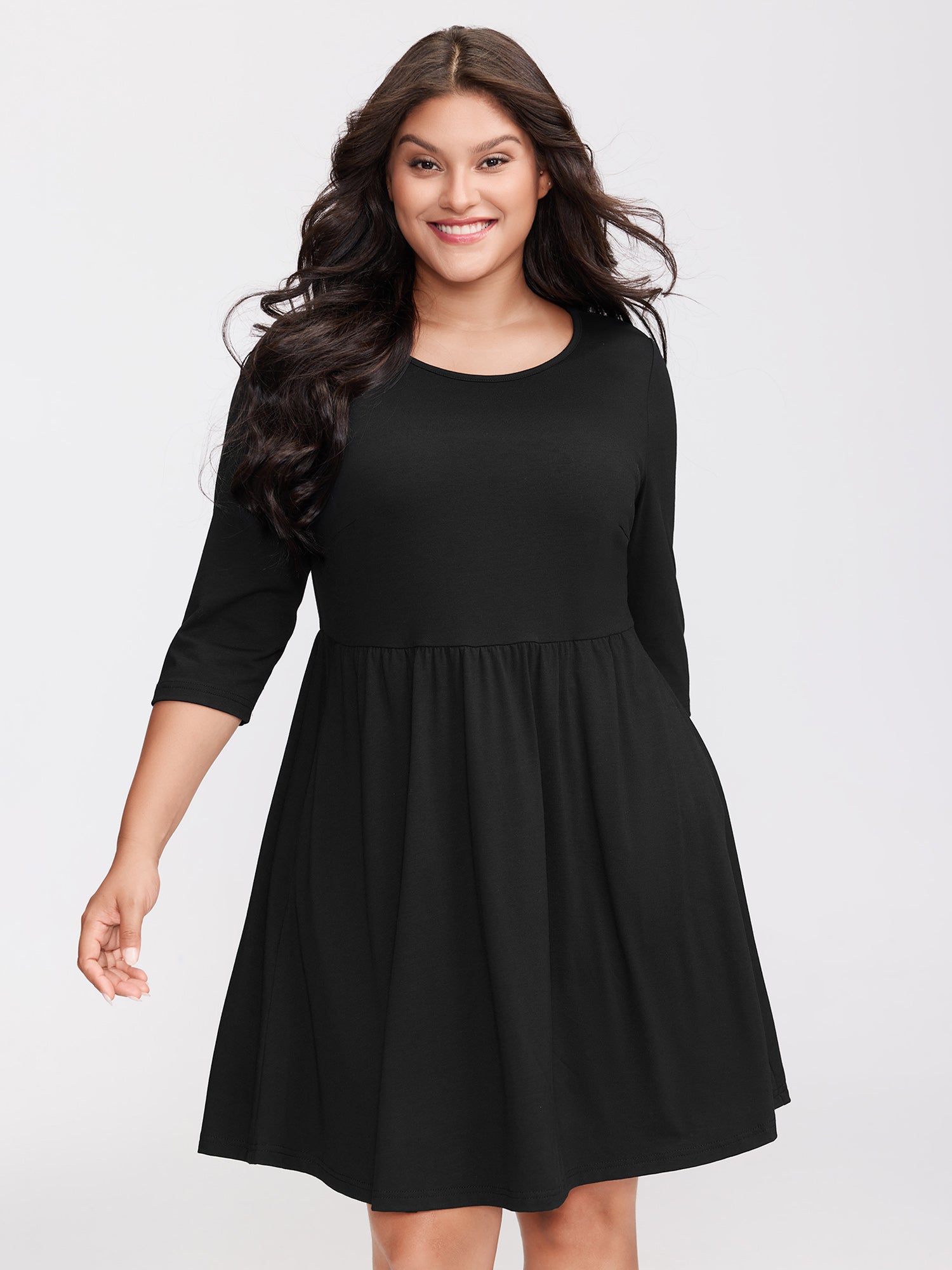 Round Neck Padded Bra Midi Dress