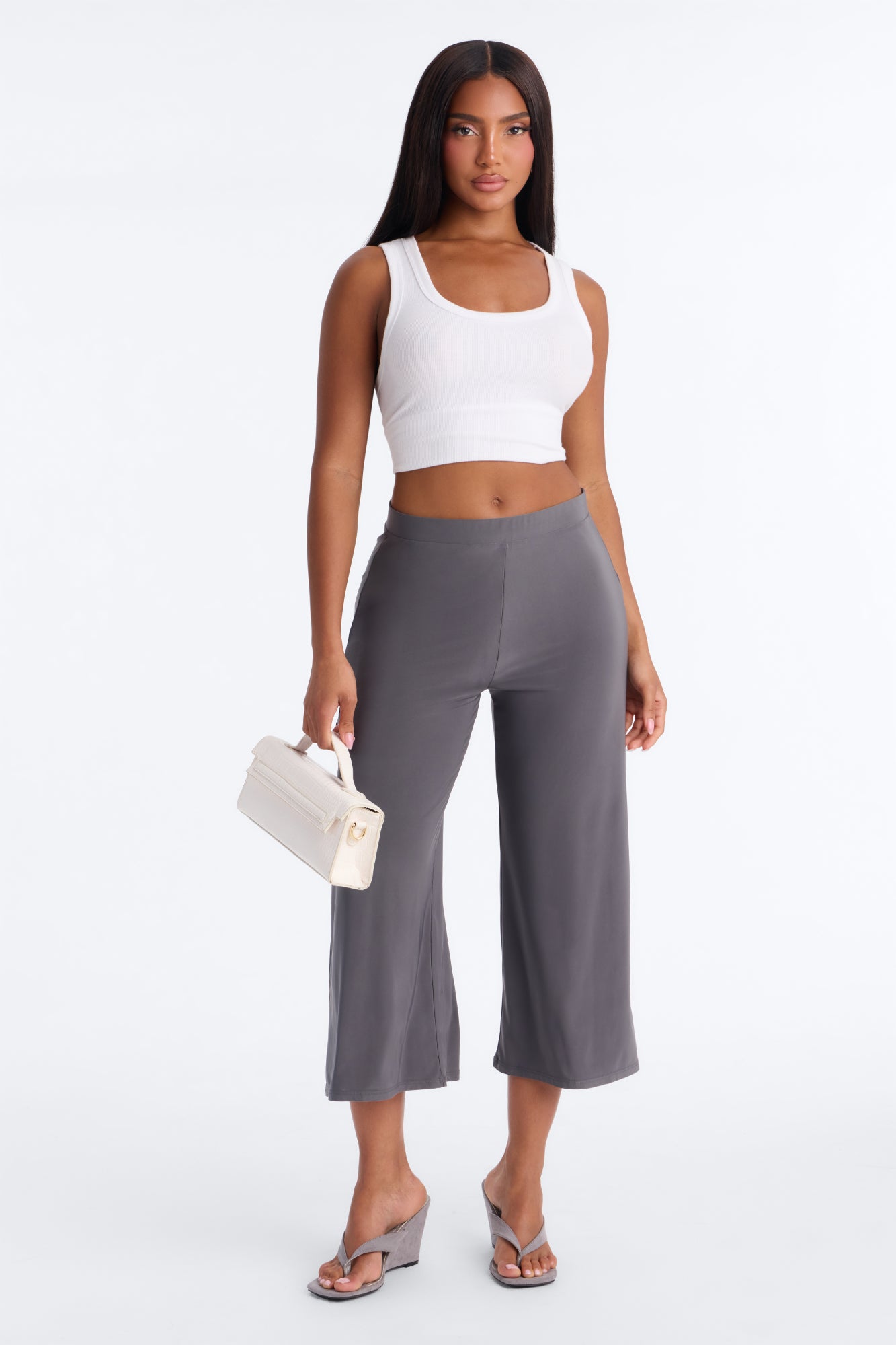 Girls Night Out Wide Leg Culotte Pant 21″ - Charcoal