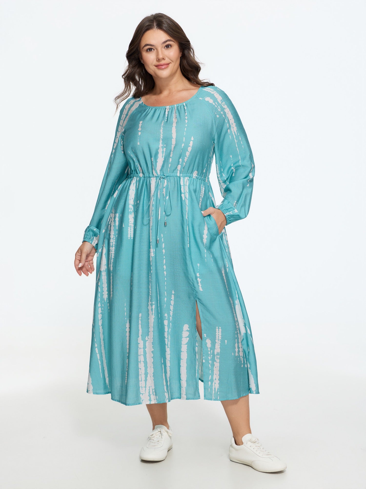Supersoft Tie Dye Drawstring Waist Midi Dress