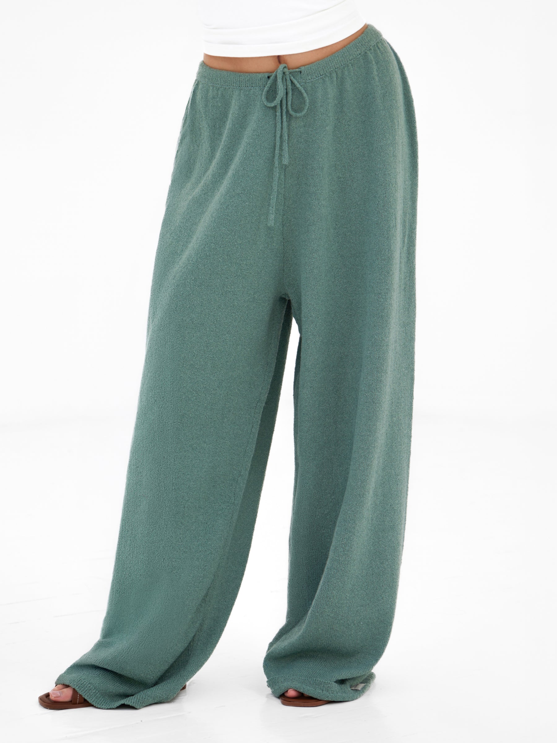 Mae Crochet Trousers - Sage Green
