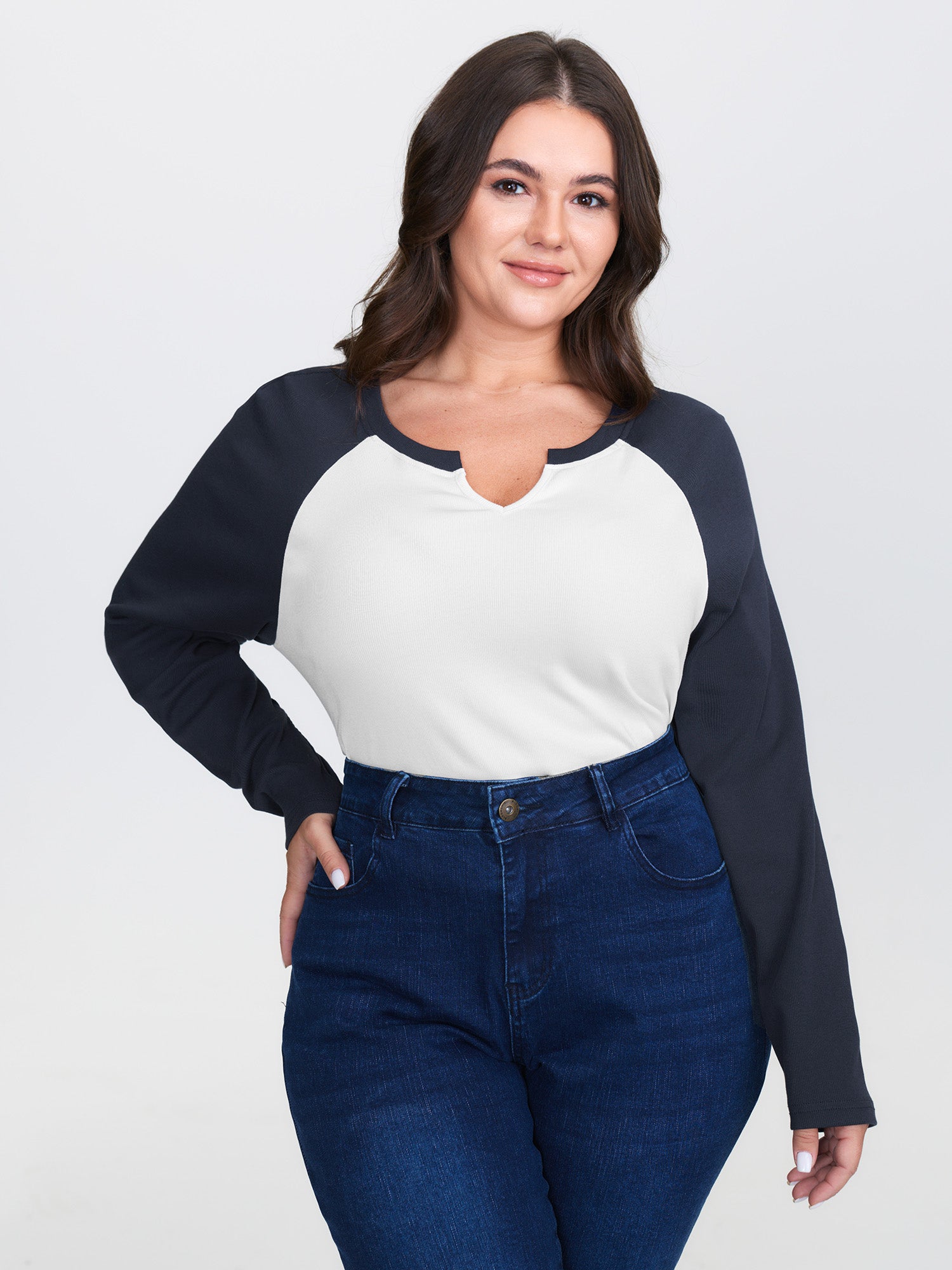 Pure Cotton Ribbed Color Contrast T-Shirt