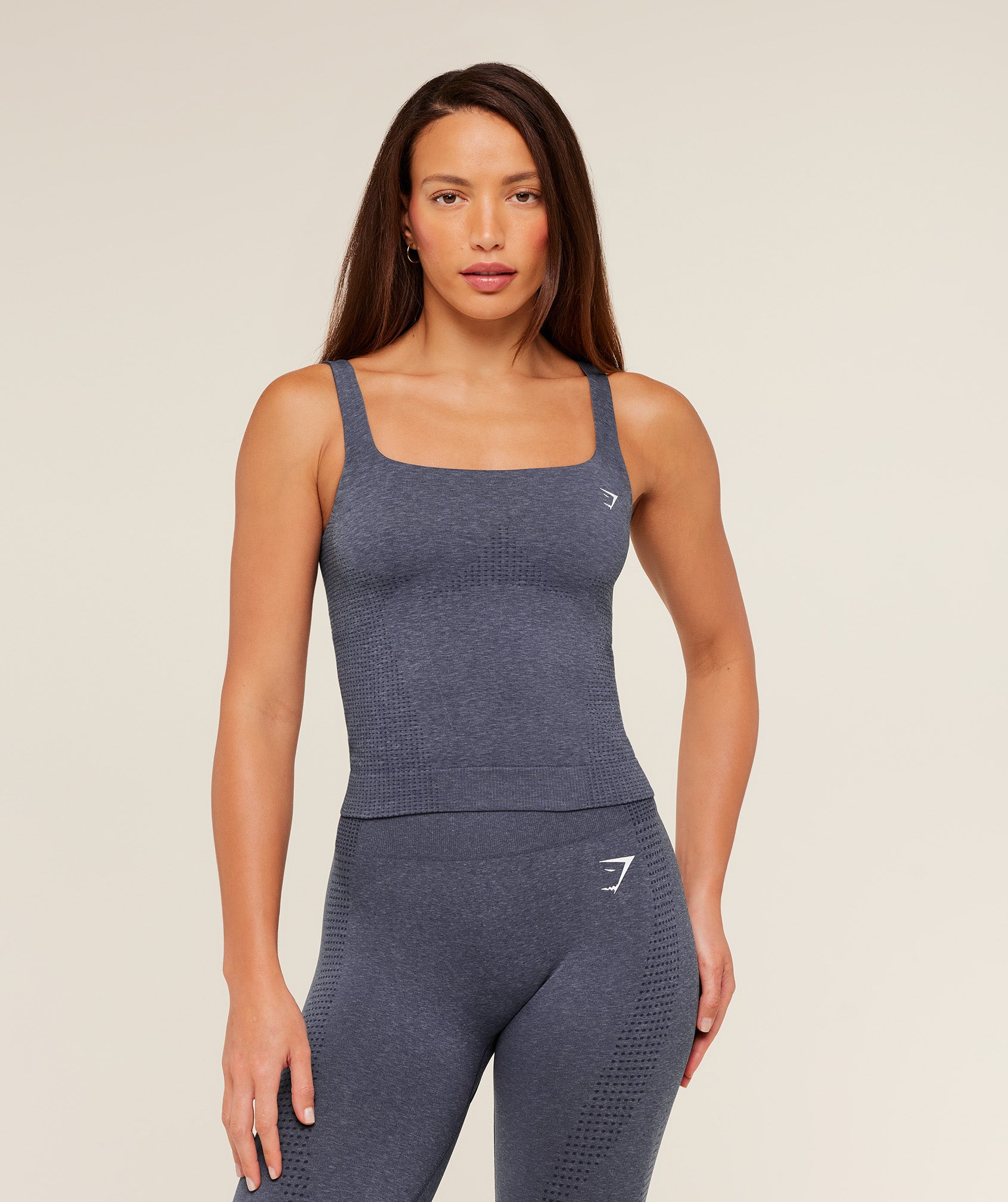 Gymshark Vital Seamless Tank With Shelf - Stealth Blue/Marl