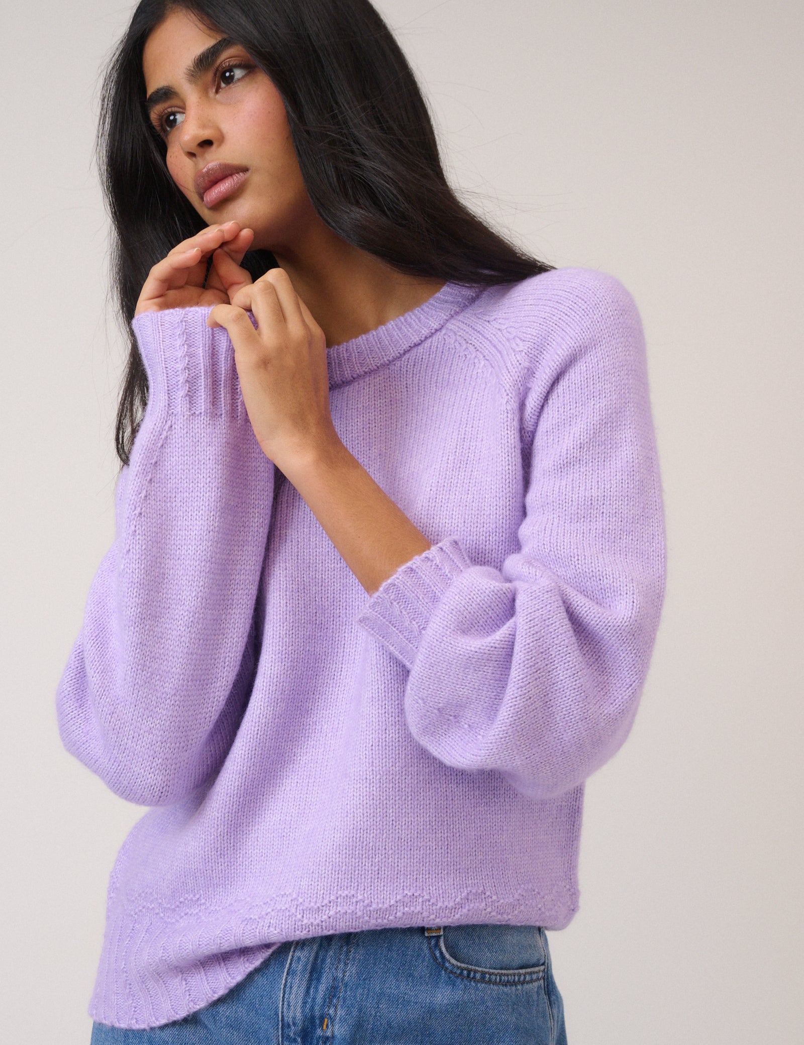 Purple Knitted Bow Tie Back Jumper