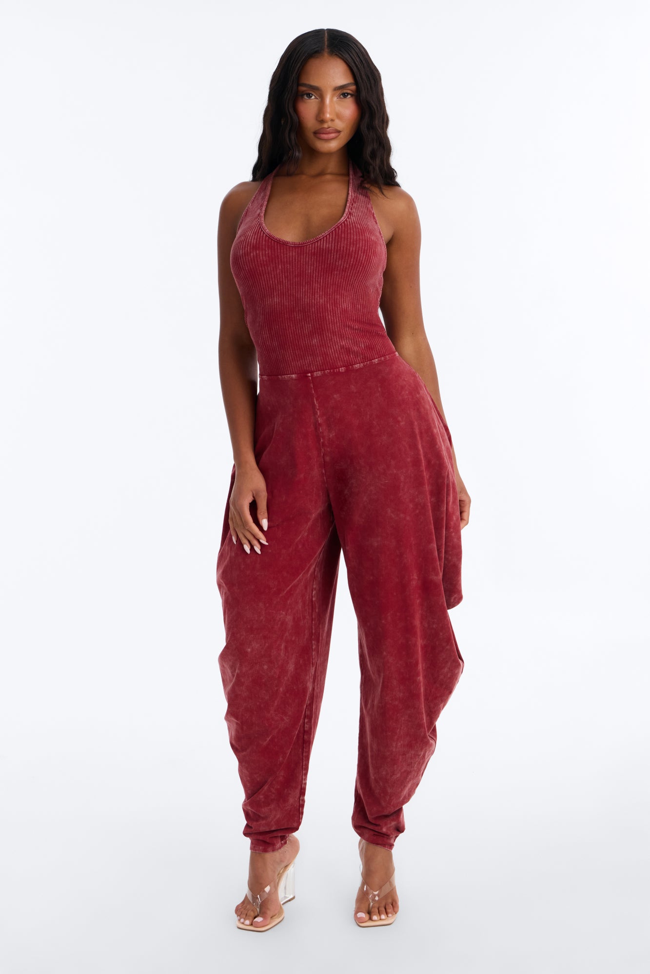 Call For You Jumpsuit - Burgundy