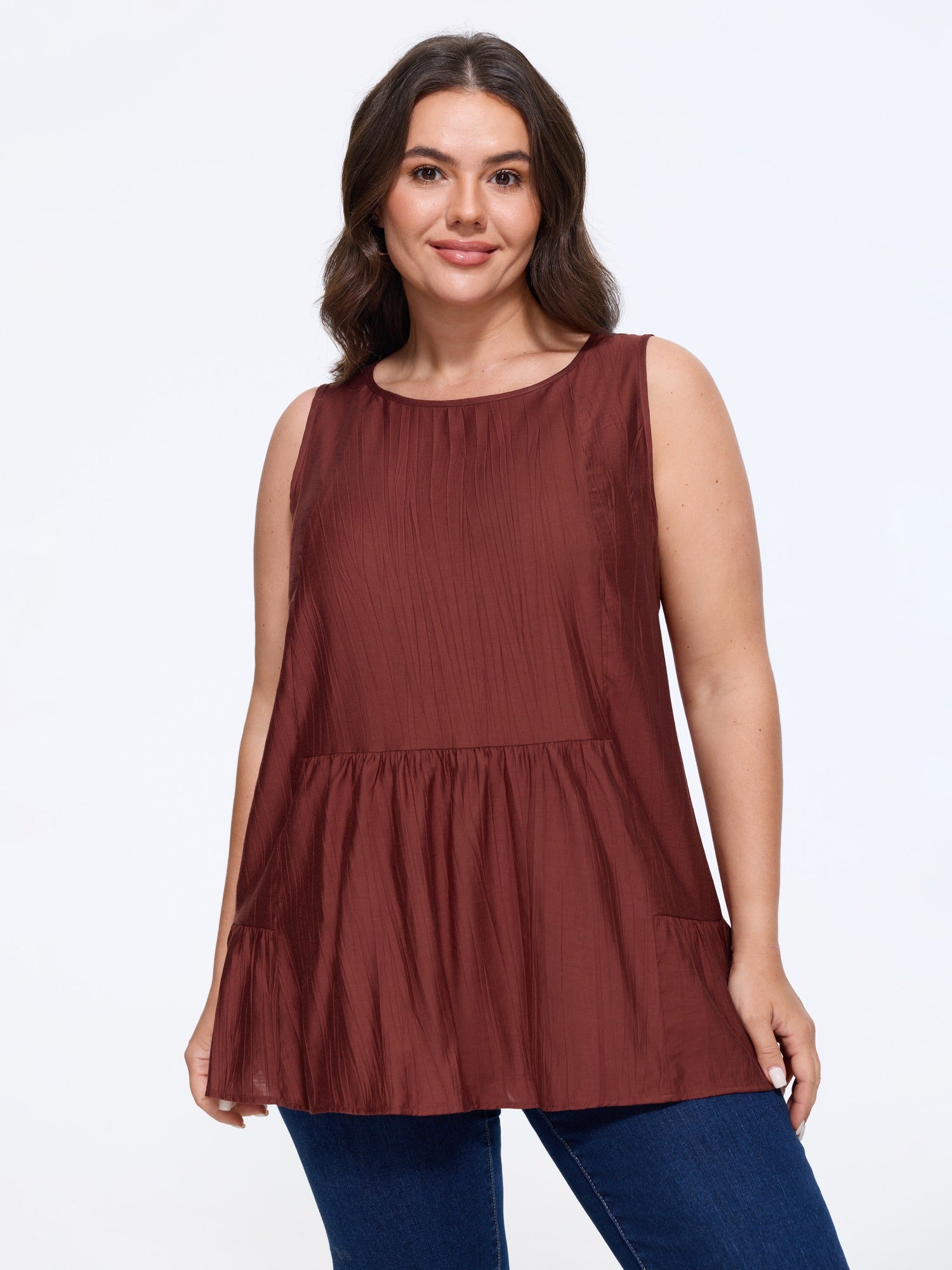Supersoft Textured Round Neck Tank Top