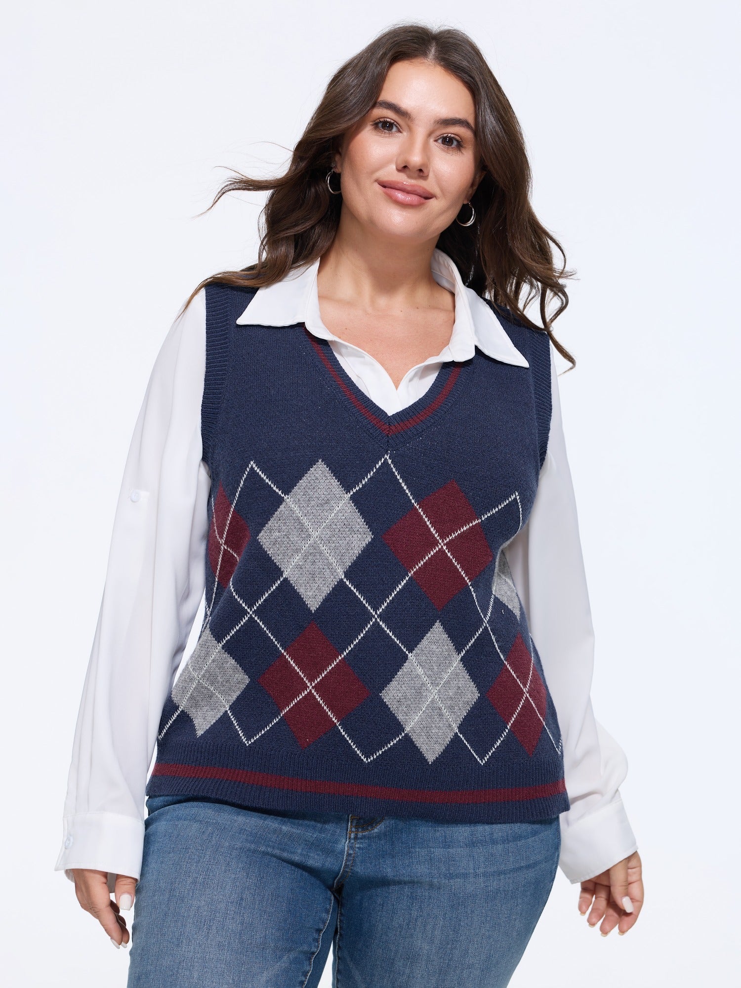 Argyle Color Contrast Sweater Vest