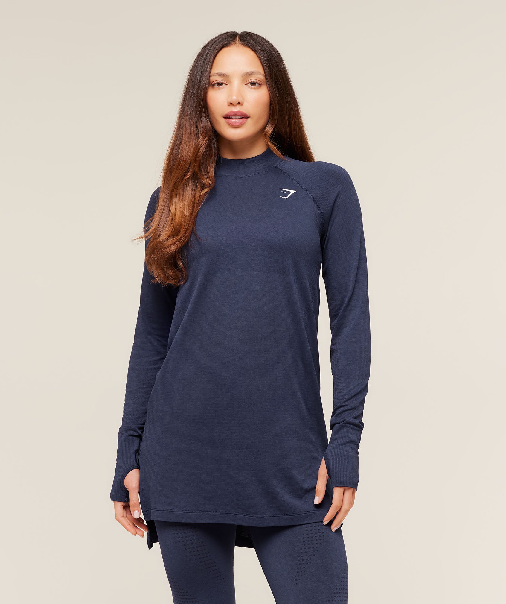 Gymshark Vital Long Line Top - Heavy Blue/Marl