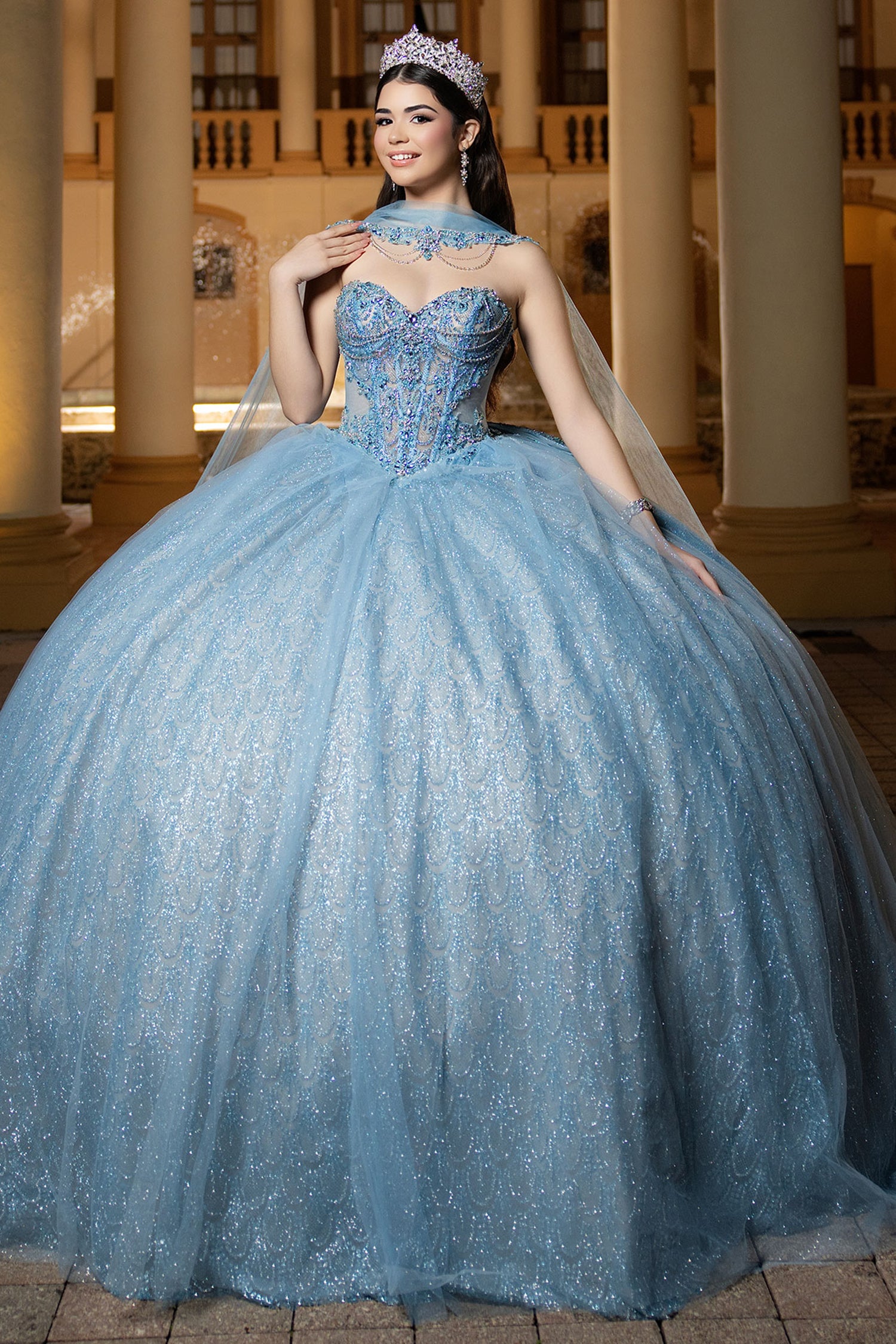 Vizcaya by Mori Lee 4080063 - Illusion Corset Glitter Quinceanera Gown
