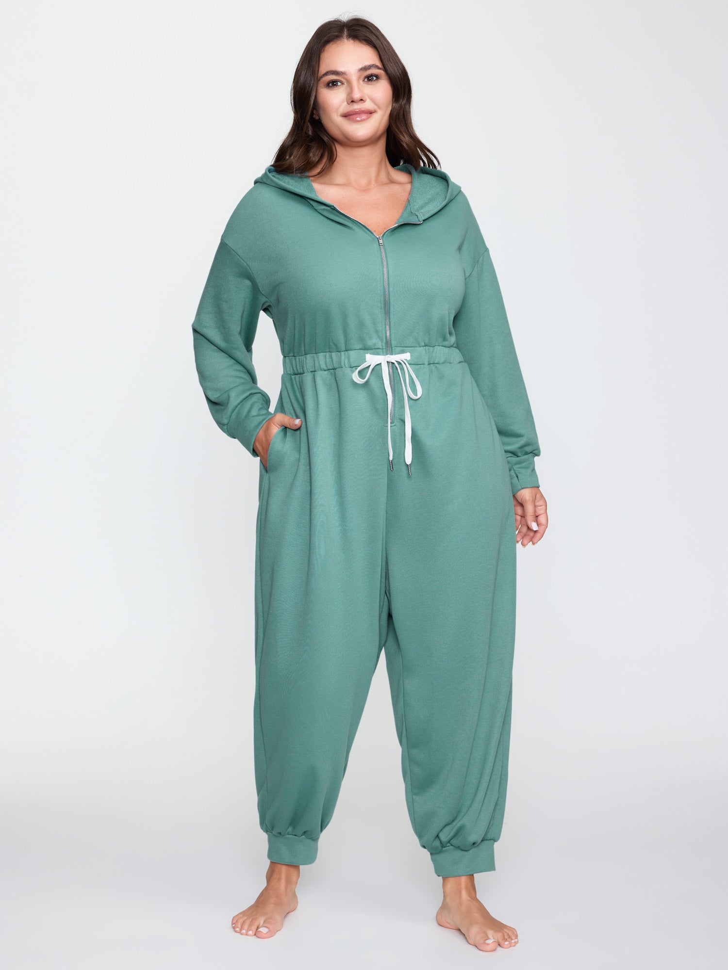 Solid Color Drawstring Waist Lounge Jumpsuit