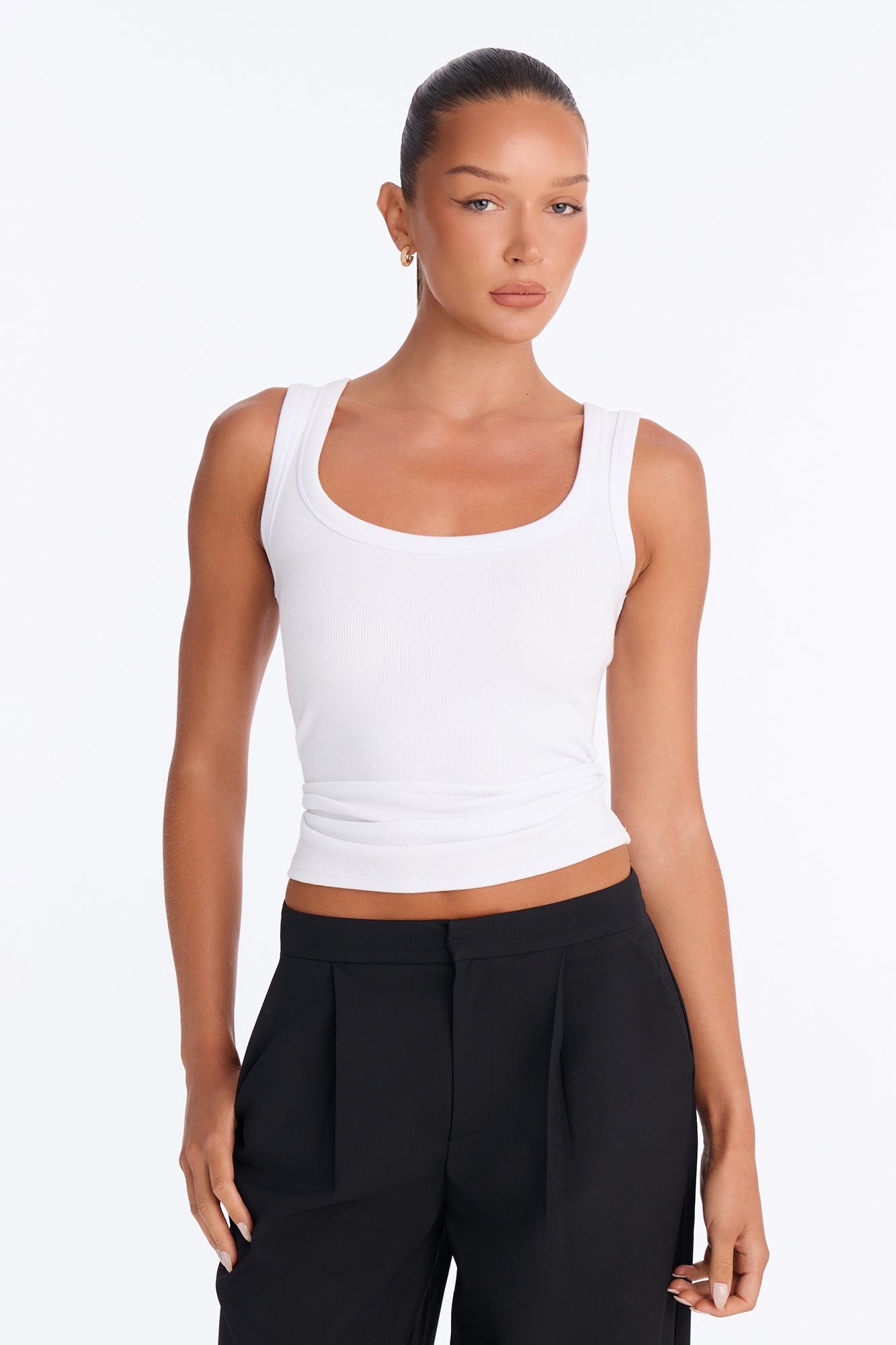 Cotton Rib Everyday Classic Tank Top - White