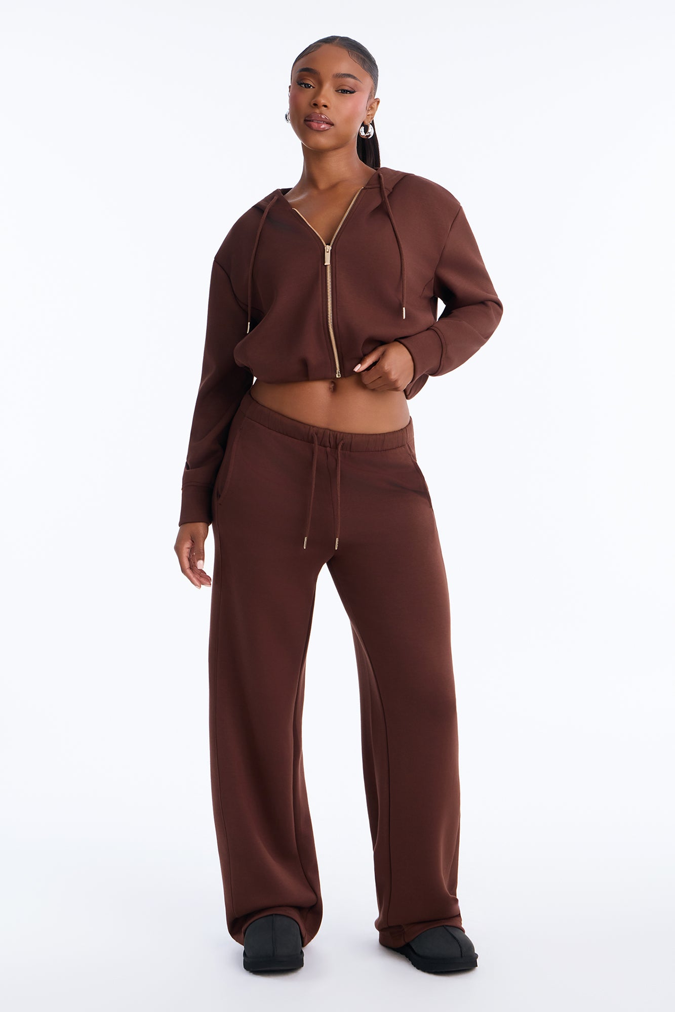 Bella Scuba Lounge Wide Leg Pant - Chocolate