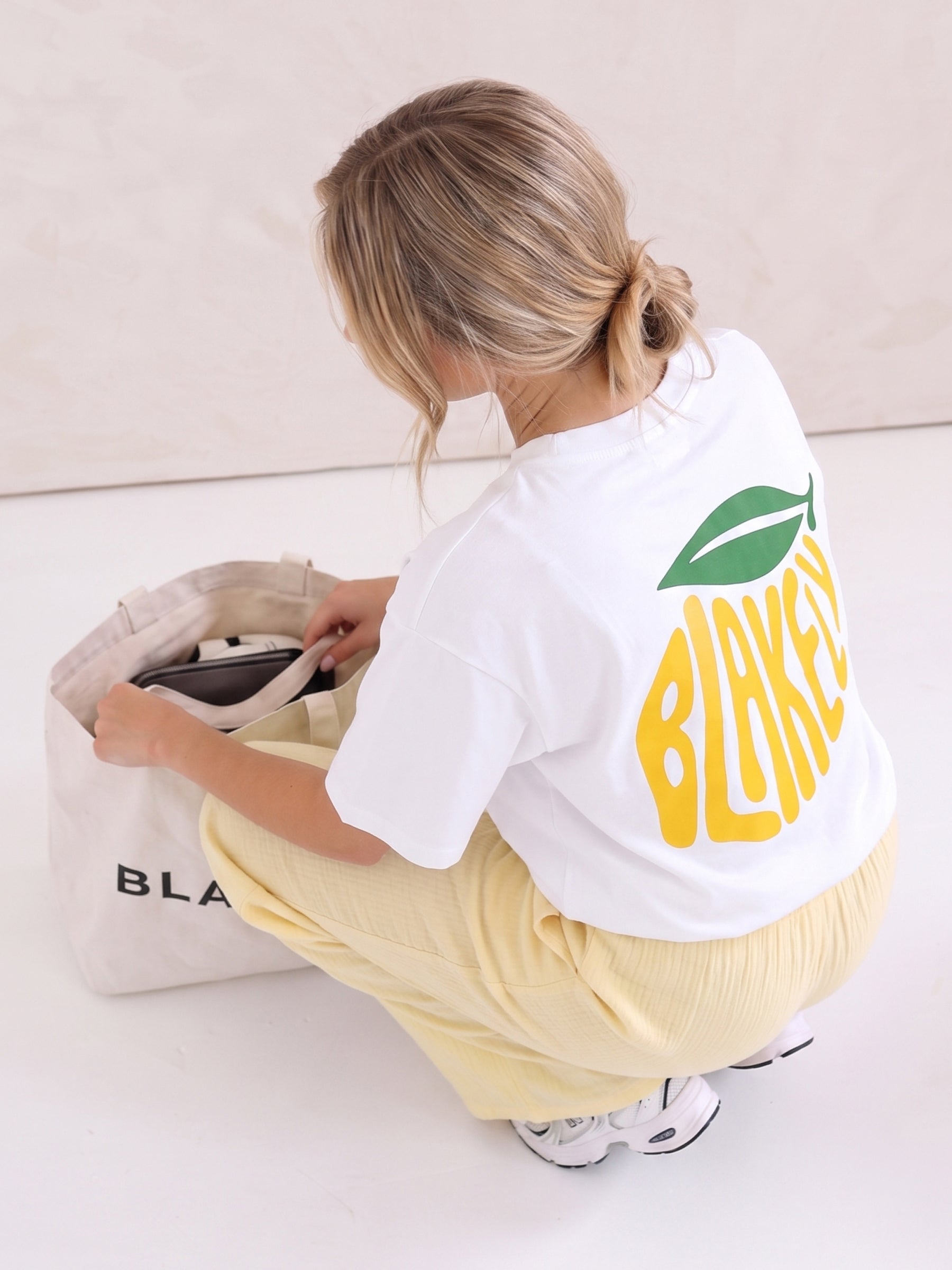 Lemon Bubble Print Oversized T-Shirt - White