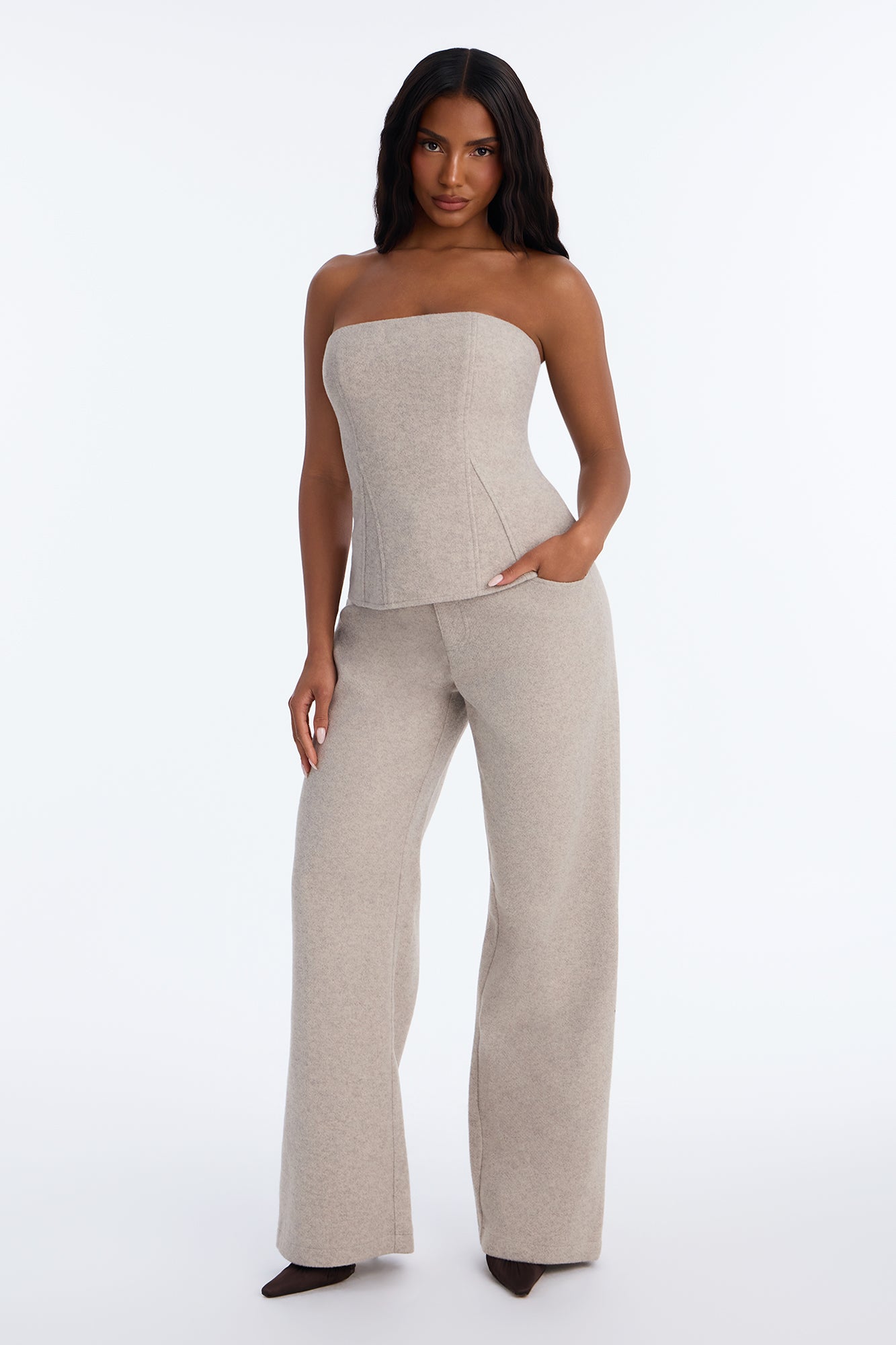 Margot Strapless Pant Set - Heather Grey