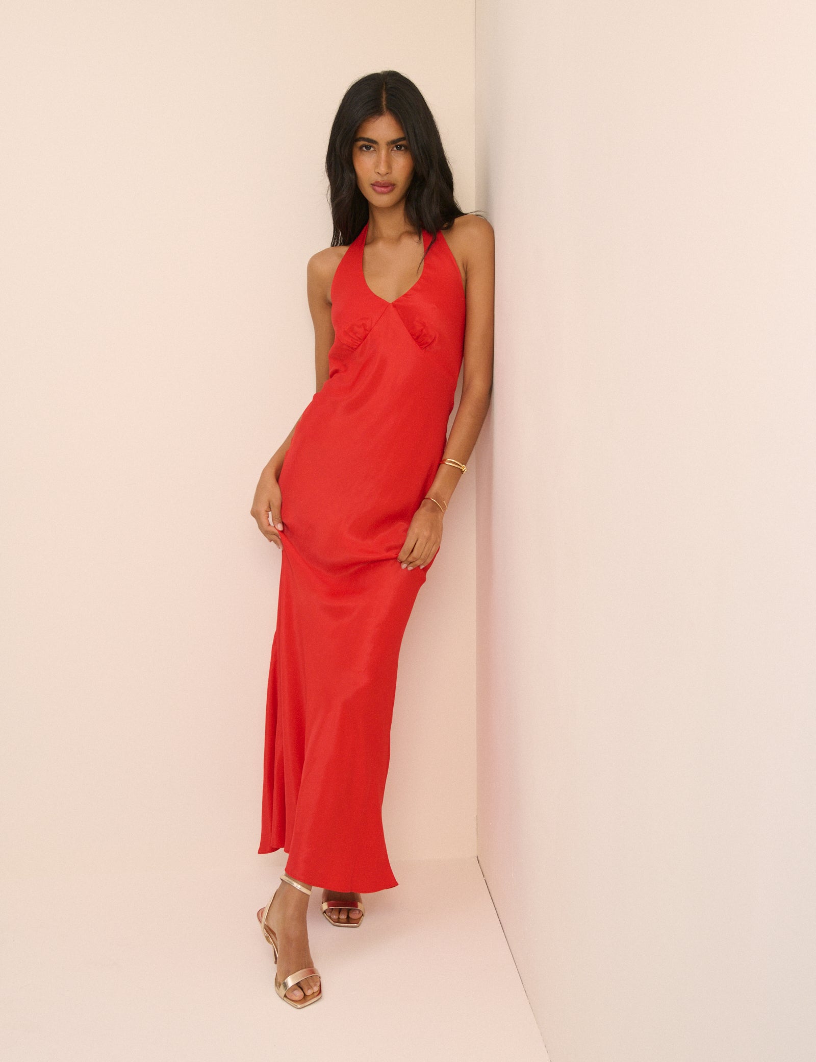 Red Cali Halterneck Maxi Dress