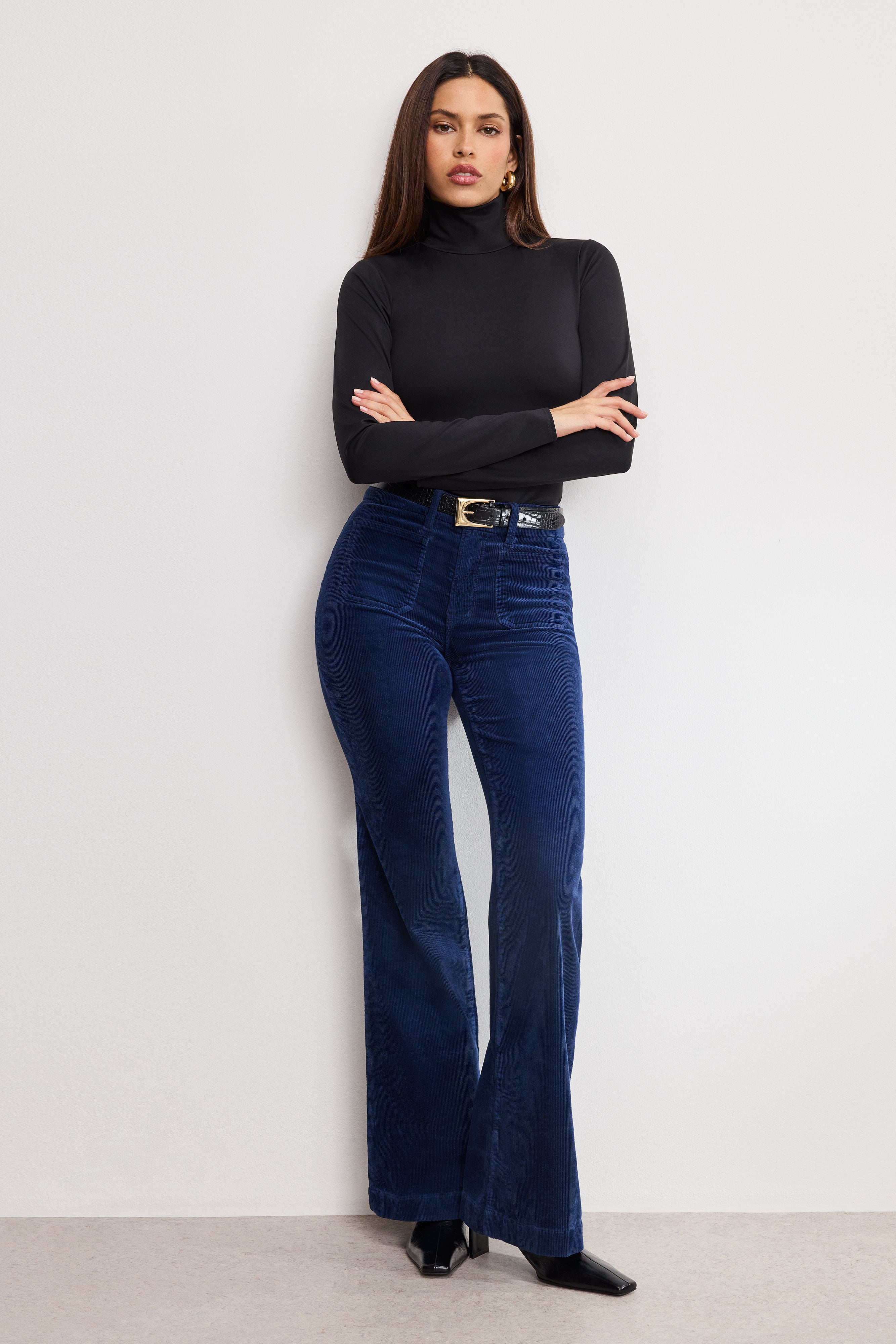 GOOD LEGS FLARE CORDUROY PANTS | MIDNIGHT002