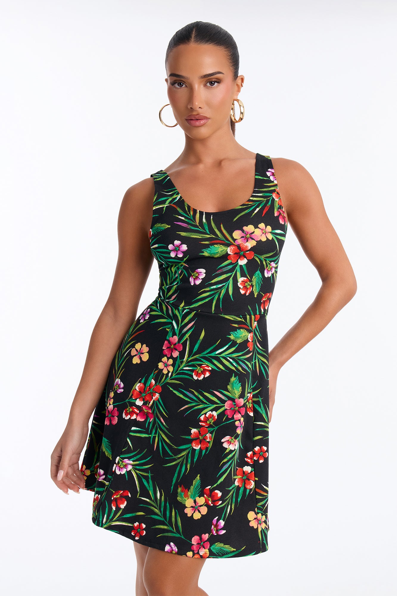 Jessie Floral Sleeveless Mini Dress - Black/combo