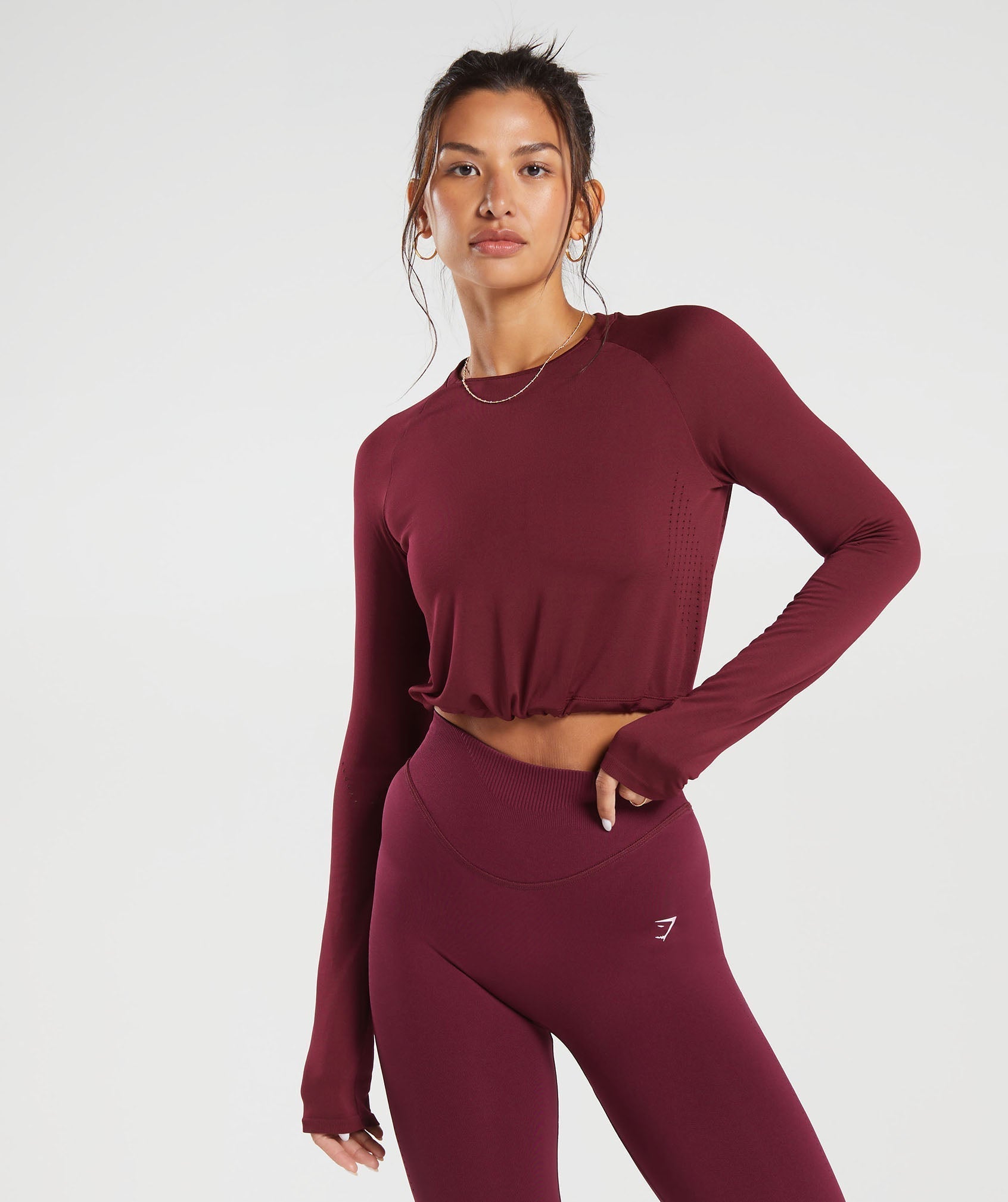 Gymshark Sweat Seamless Long Sleeve Crop Top - Pink