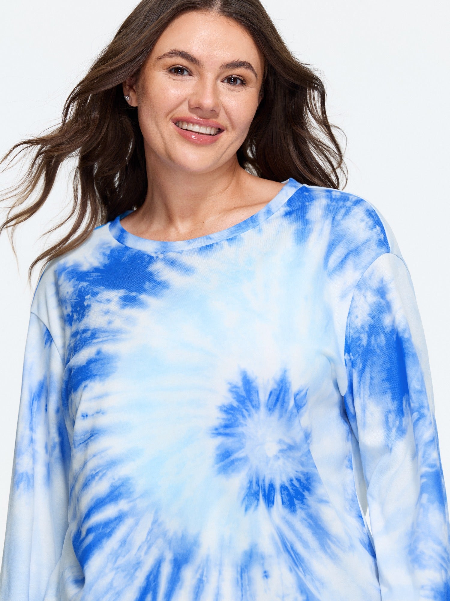Tie‑Dye Crew Neck Long Sleeve Sweatshirt