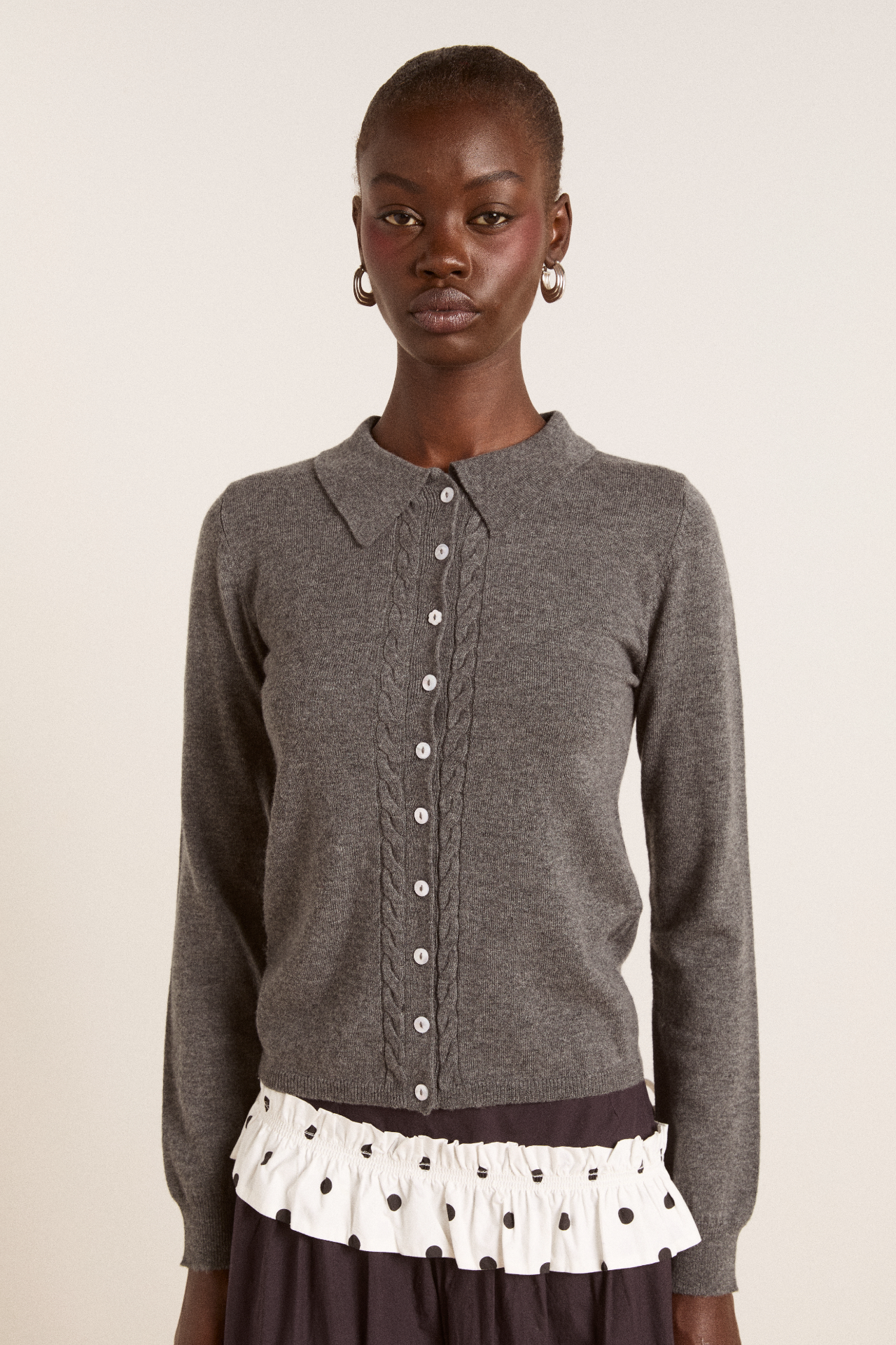 Voula Wool And Cashmere Blend Cardigan - Charcoal