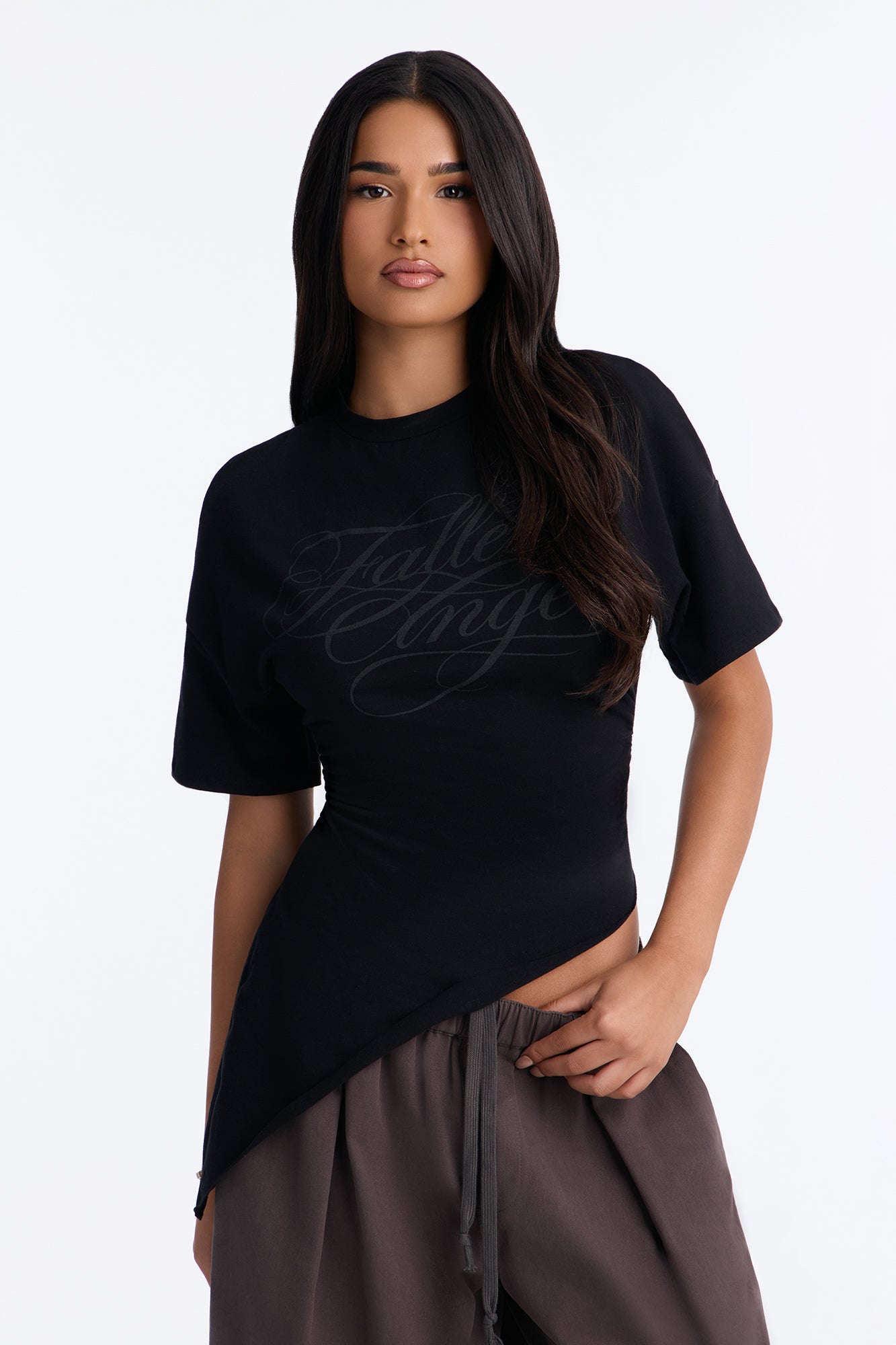 Fallen Angel Asymmetrical Tee - Black