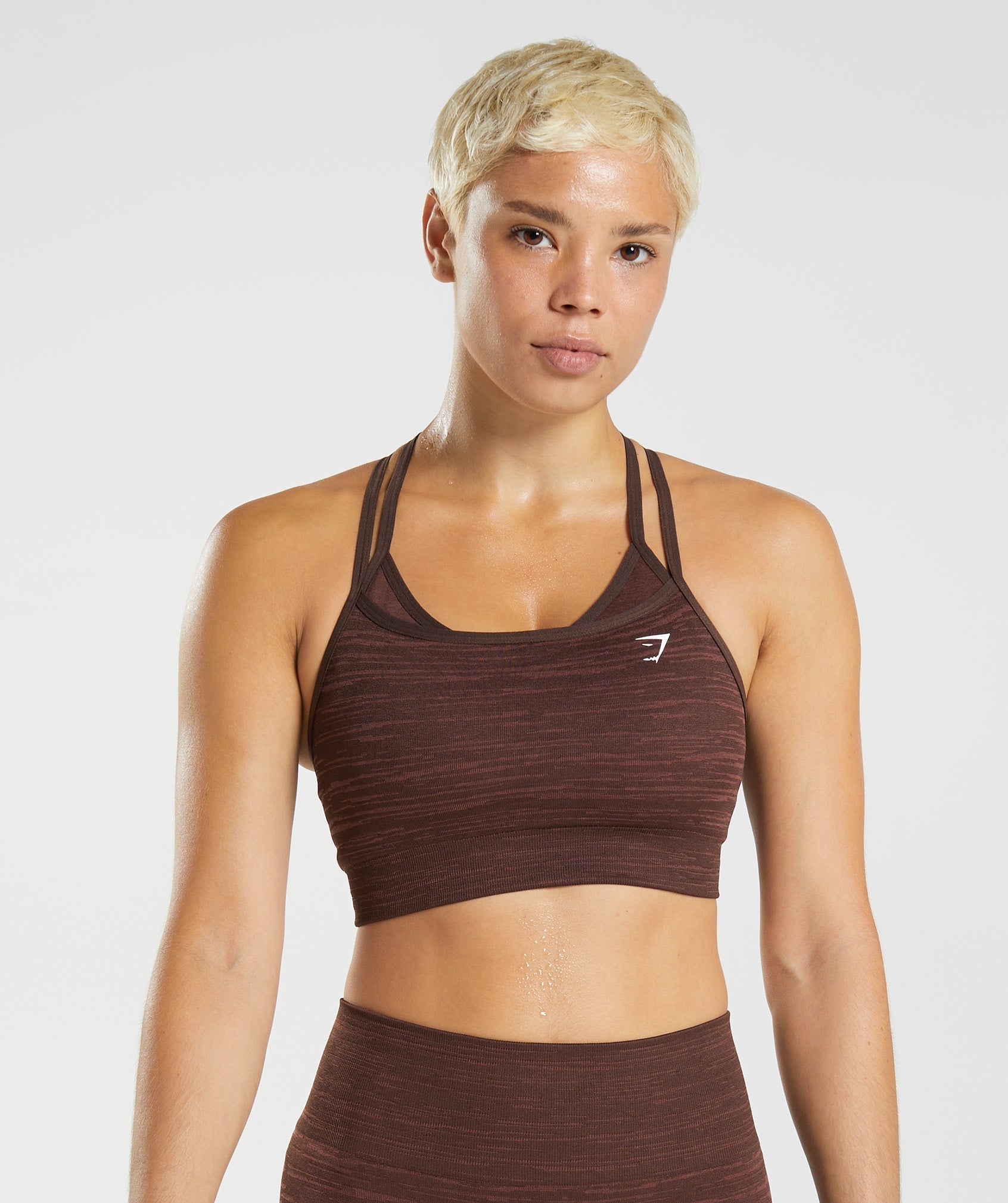 Gymshark Adapt Marl Seamless Sports Bra - Brown