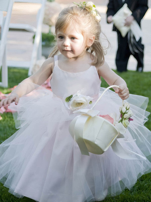 Gorgeous Ball Gown Scoop Sleeveless Tulle Ankle-length Flower Girl Dresses