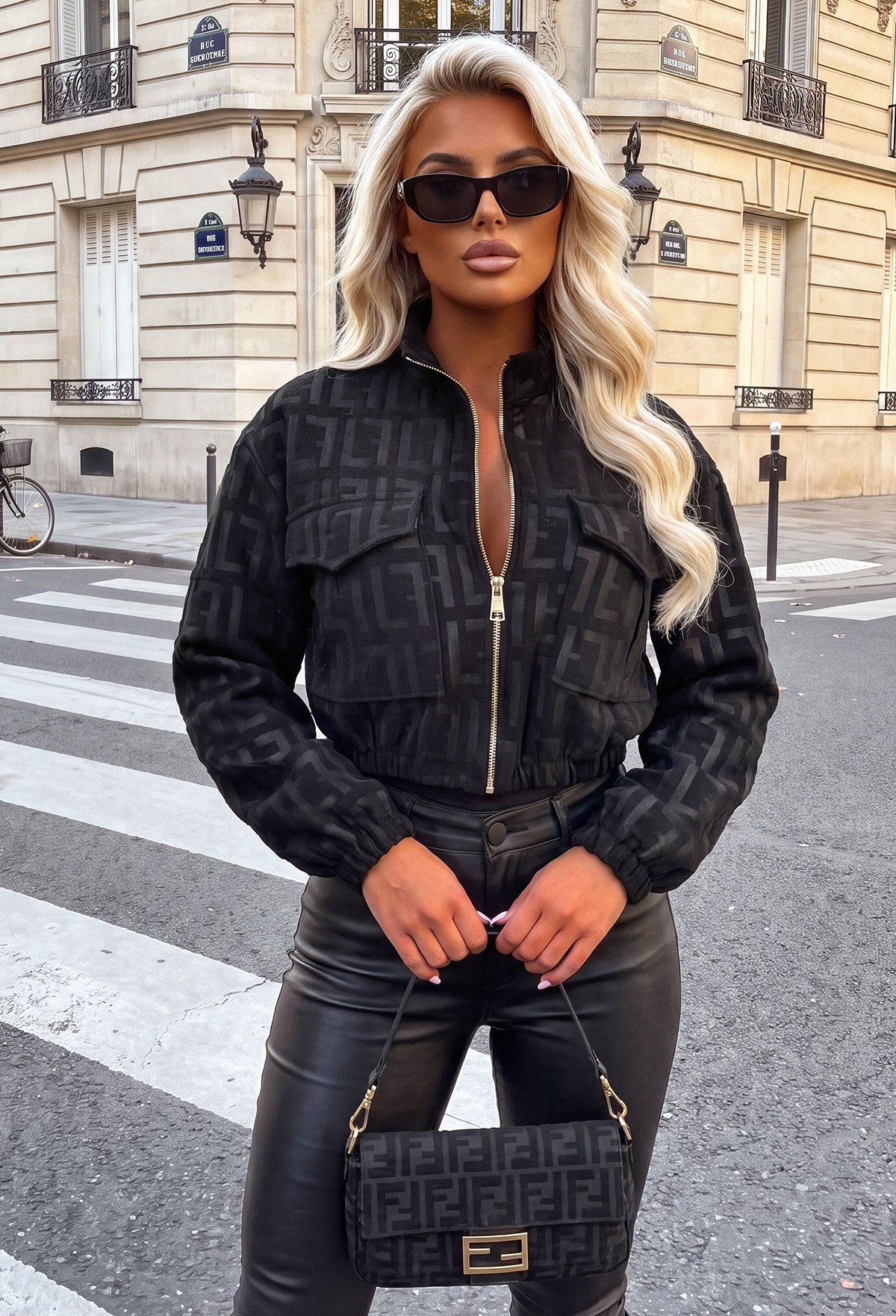 Honey Luxe Black Monogram Jacket
