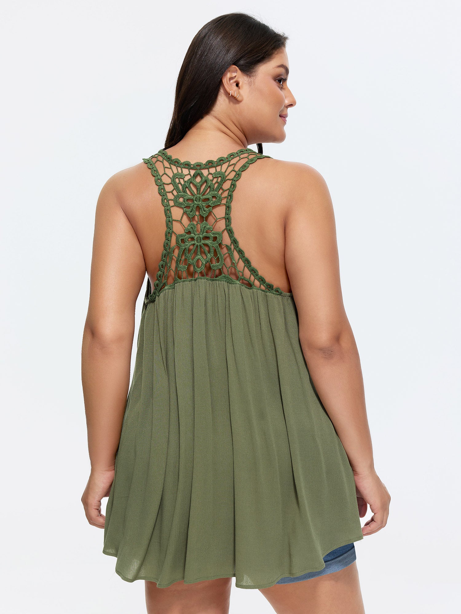 Back Cut-Out Flowy Plain Tank Top