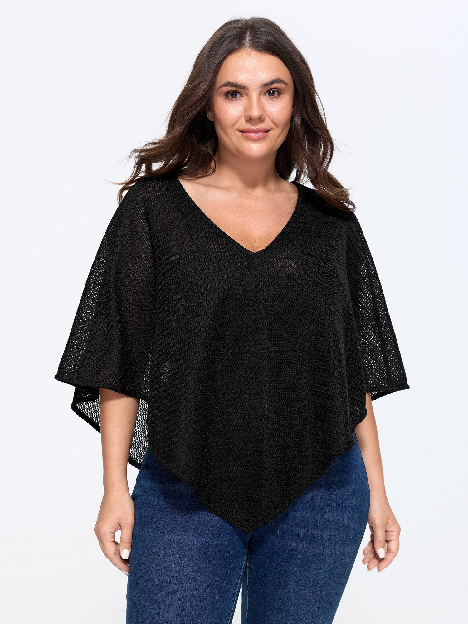Dolman Sleeve Cut Out Loose Triangle Hem T-Shirt