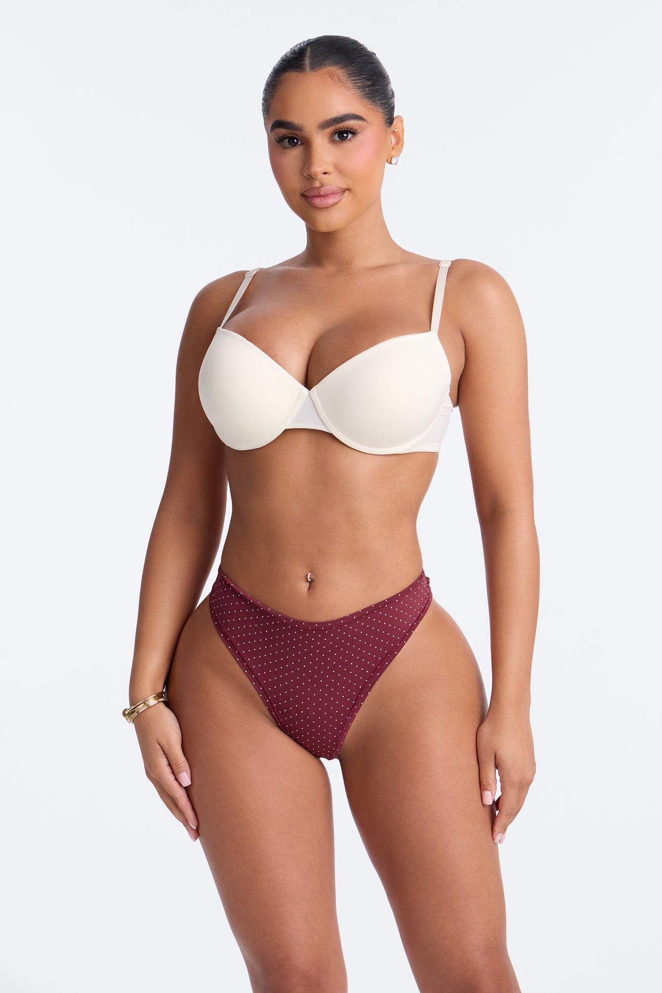 Fits Everybody Microfiber Thong Panty - Burgundy/combo