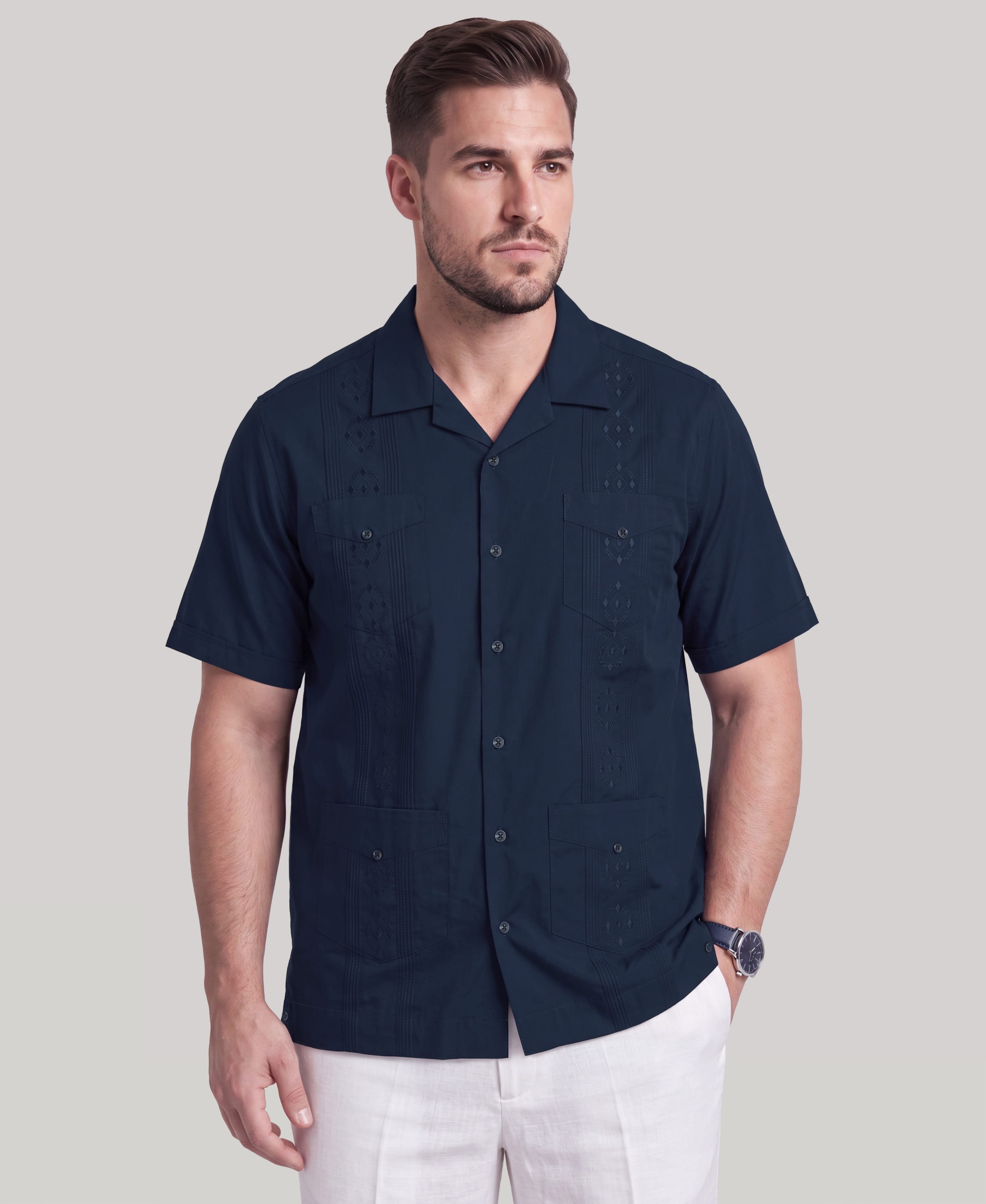 Big & Tall Authentic Embroidered Guayabera Shirt