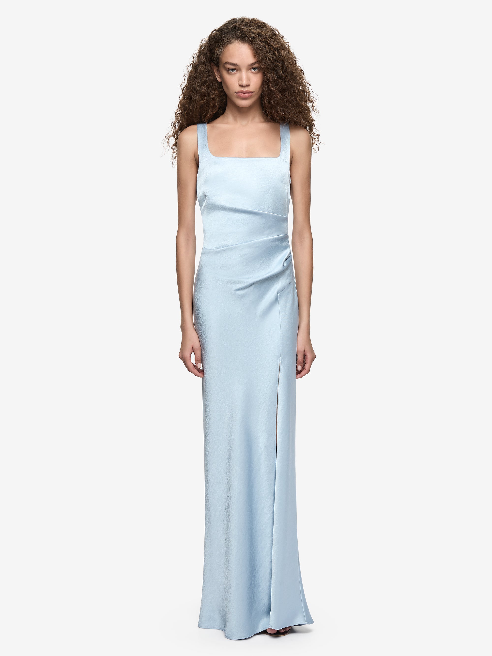 THE DREAMER SQUARE NECK DRESS - DUSTY BLUE