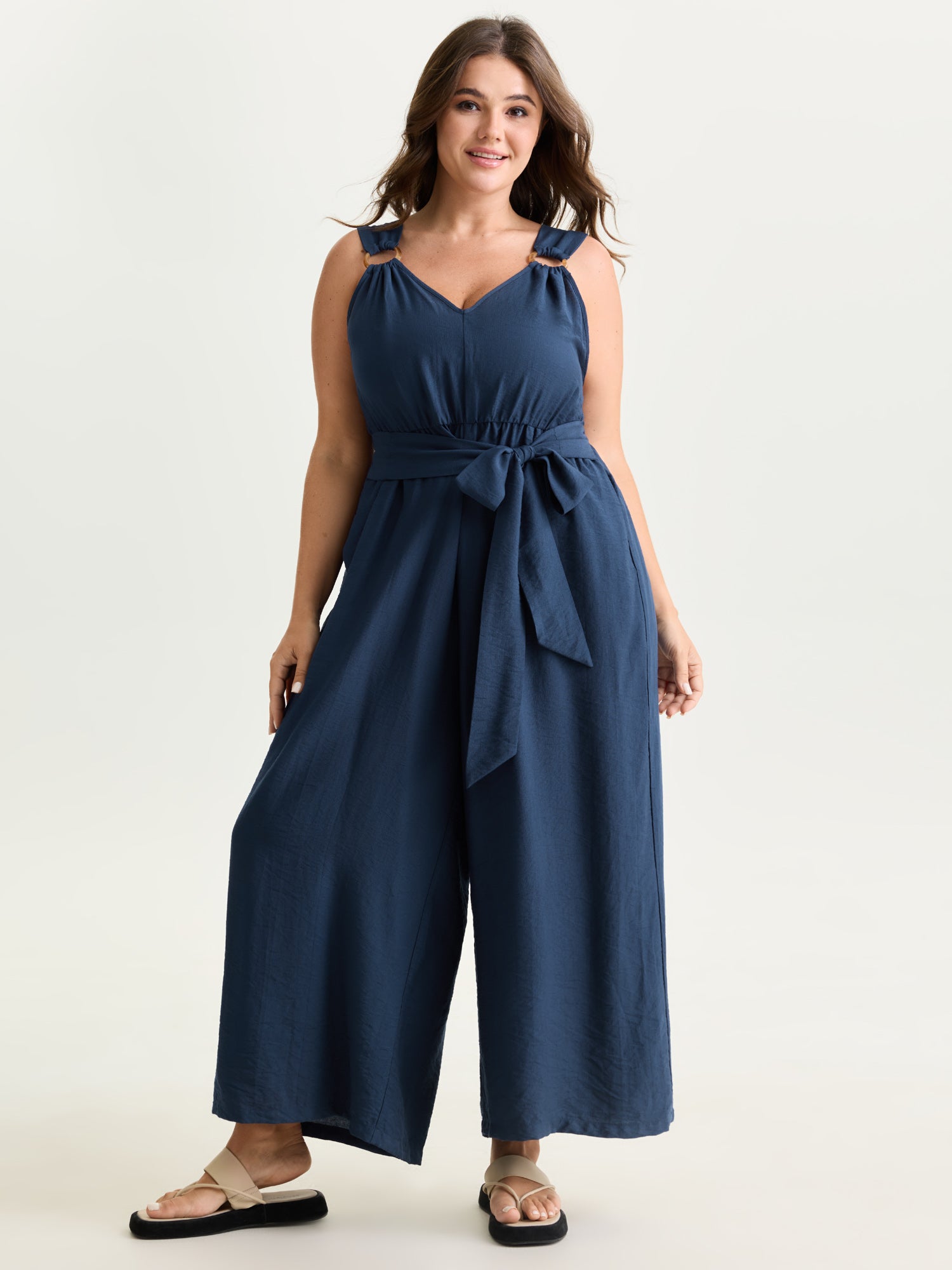 Adjustable Waist-Tie Overall Jumpsuit