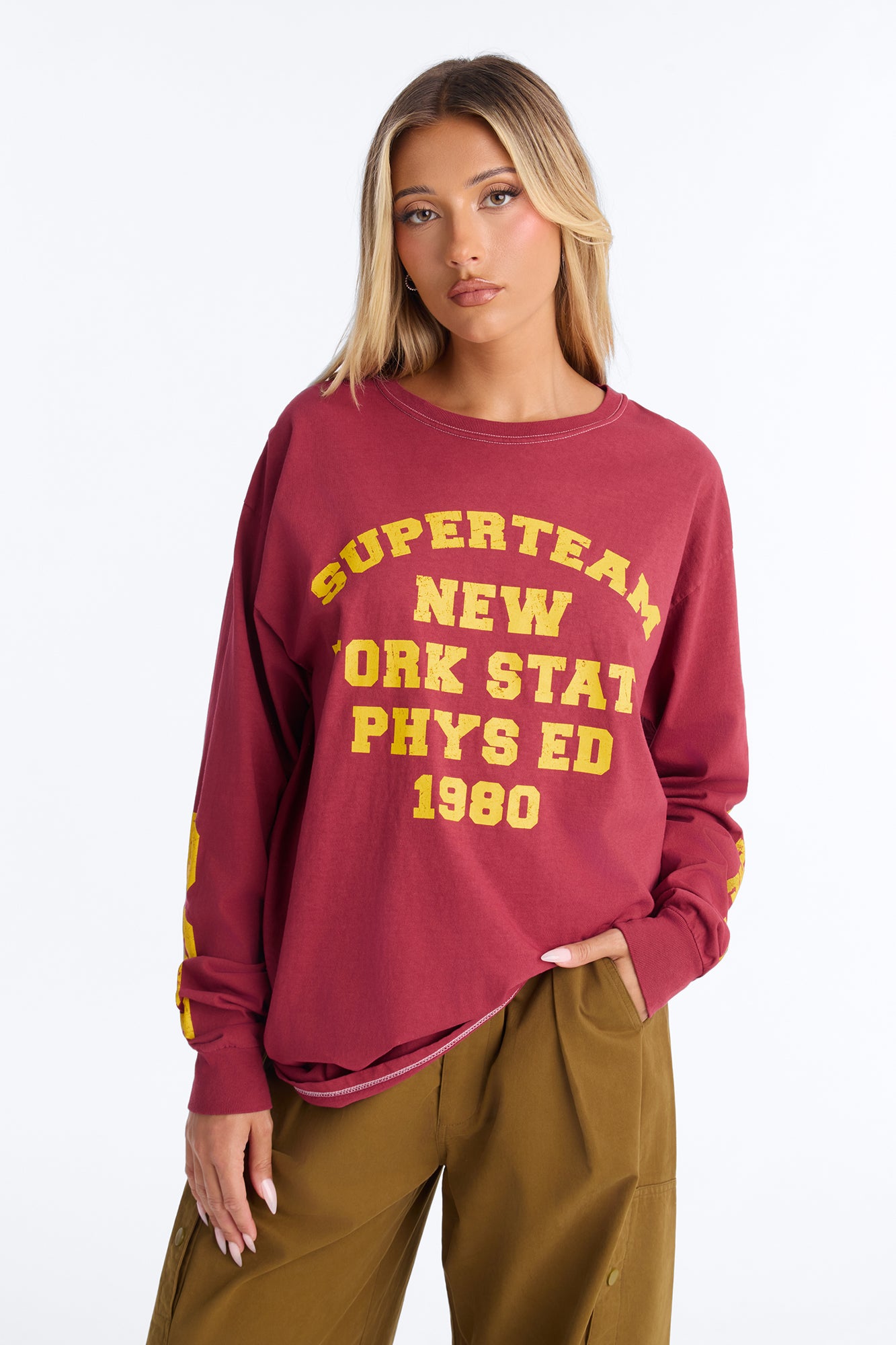 Super Team NY Long Sleeve Tee - Burgundy