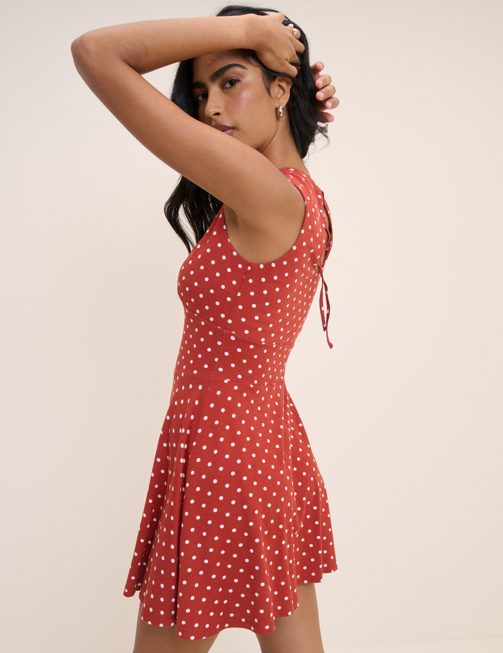 Red Polka Dot Jersey Sleeveless Tate Mini Dress