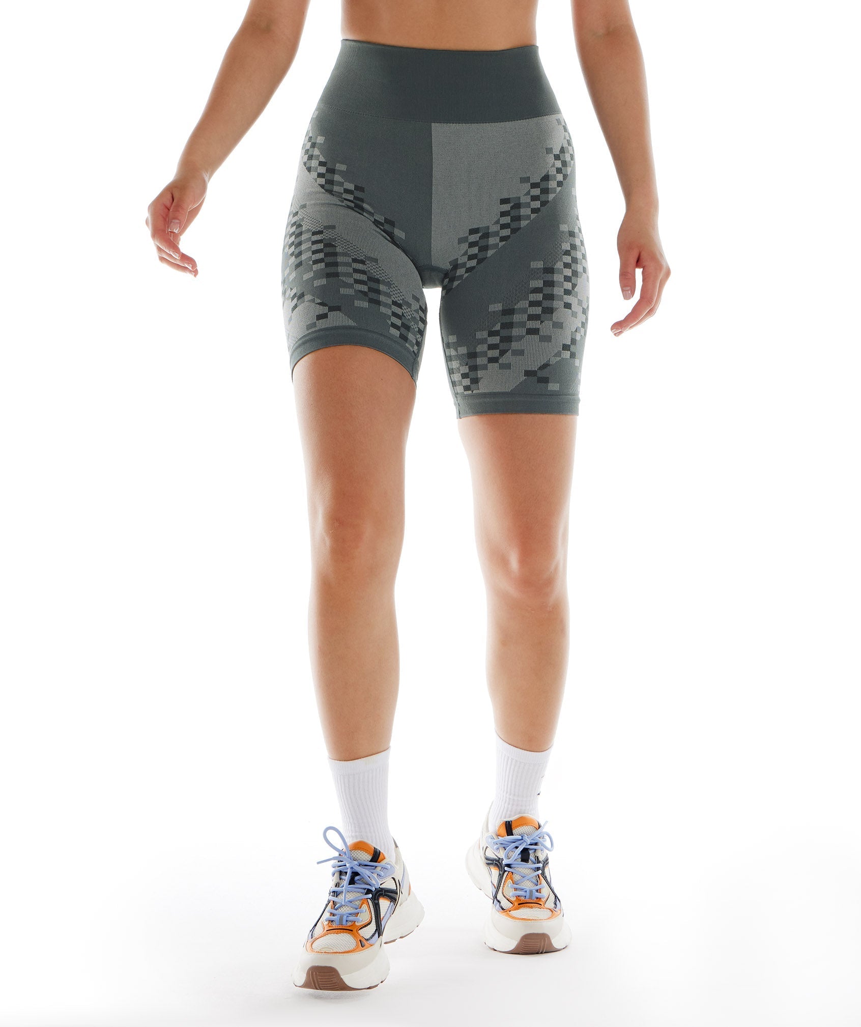 Gymshark Wtflex Cyborg Seamless Cycling Shorts - Charcoal Grey/Black/ Light Grey