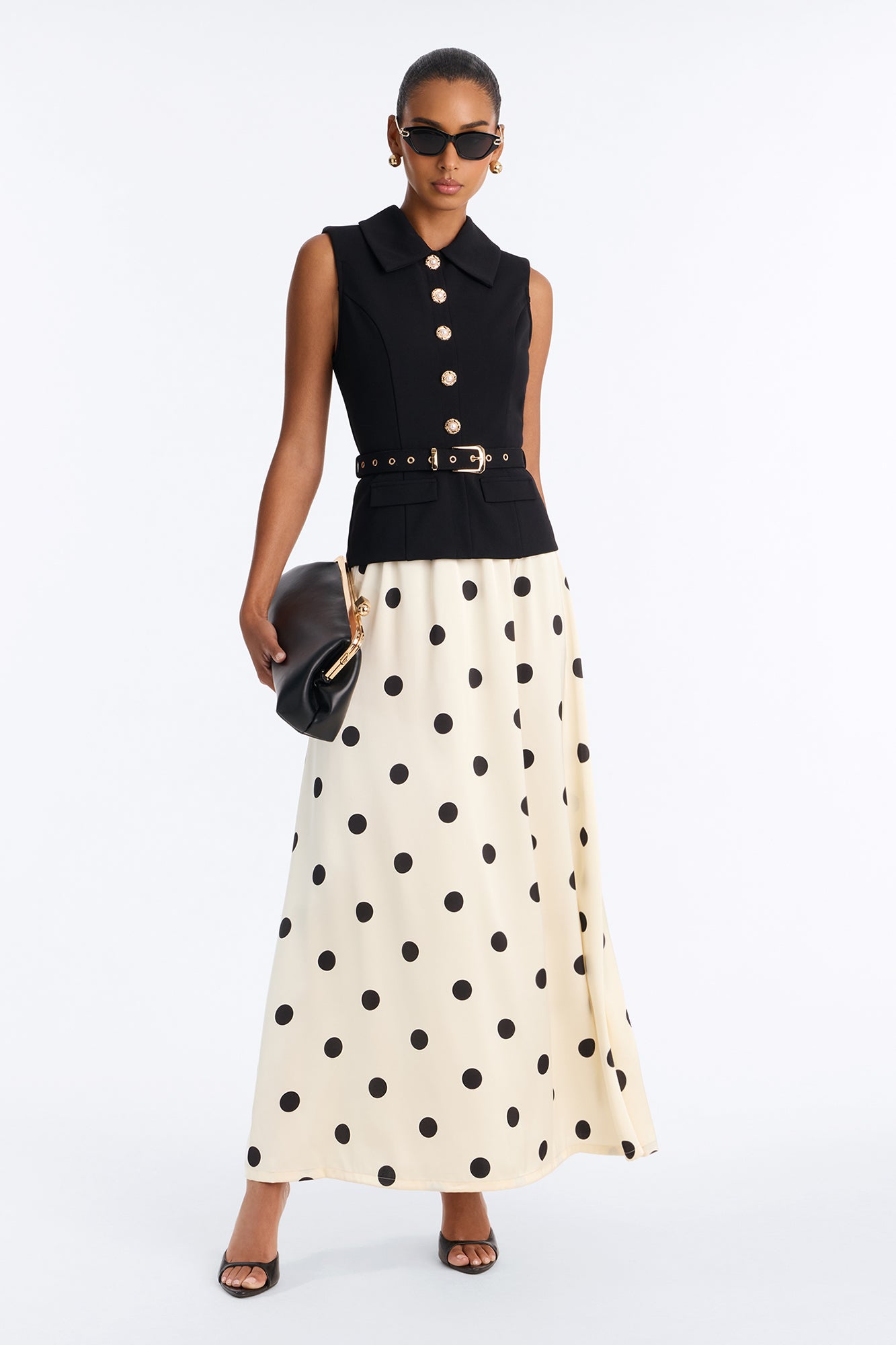 Love To Dream Polka Dot Maxi Dress - Black/White