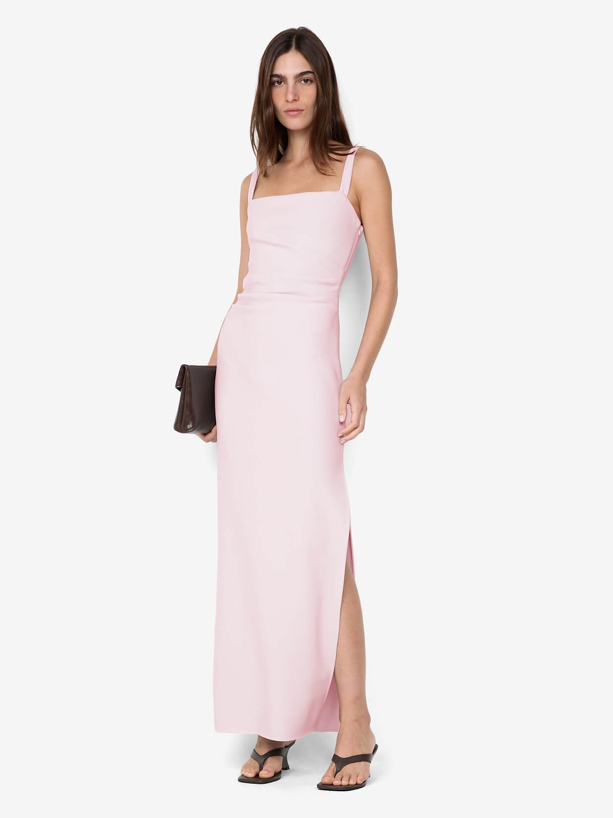 LEORA TUCK MAXI DRESS - POWDER PINK