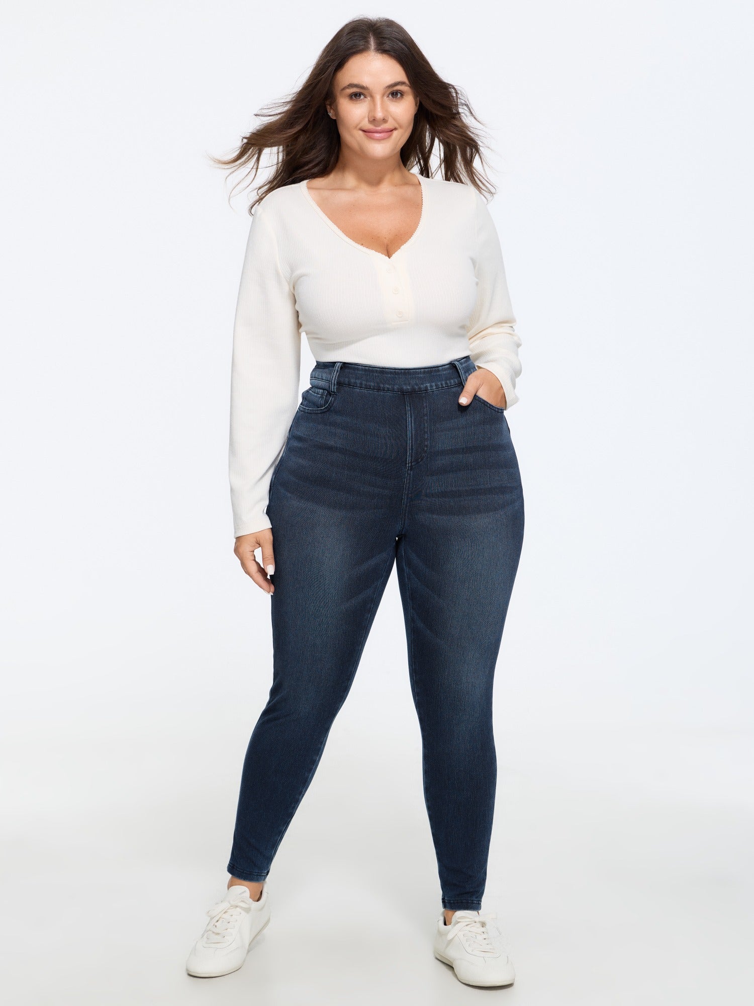 Stretch Pull-On Pocket Jeans