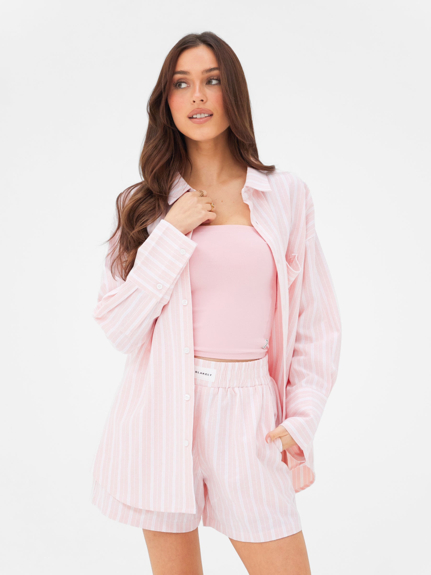 Elena Stripe Shirt - Light Pink
