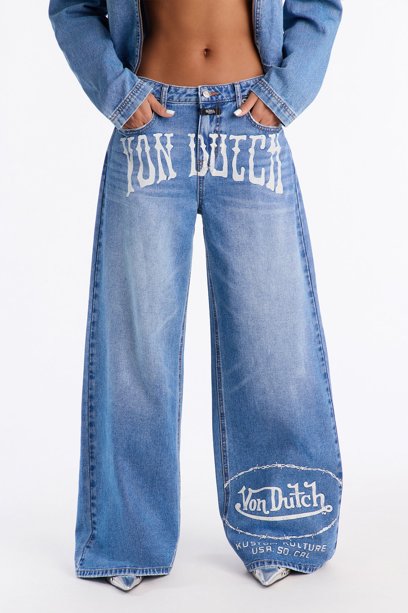 Von Dutch OG Wide Leg Jeans - Medium Wash