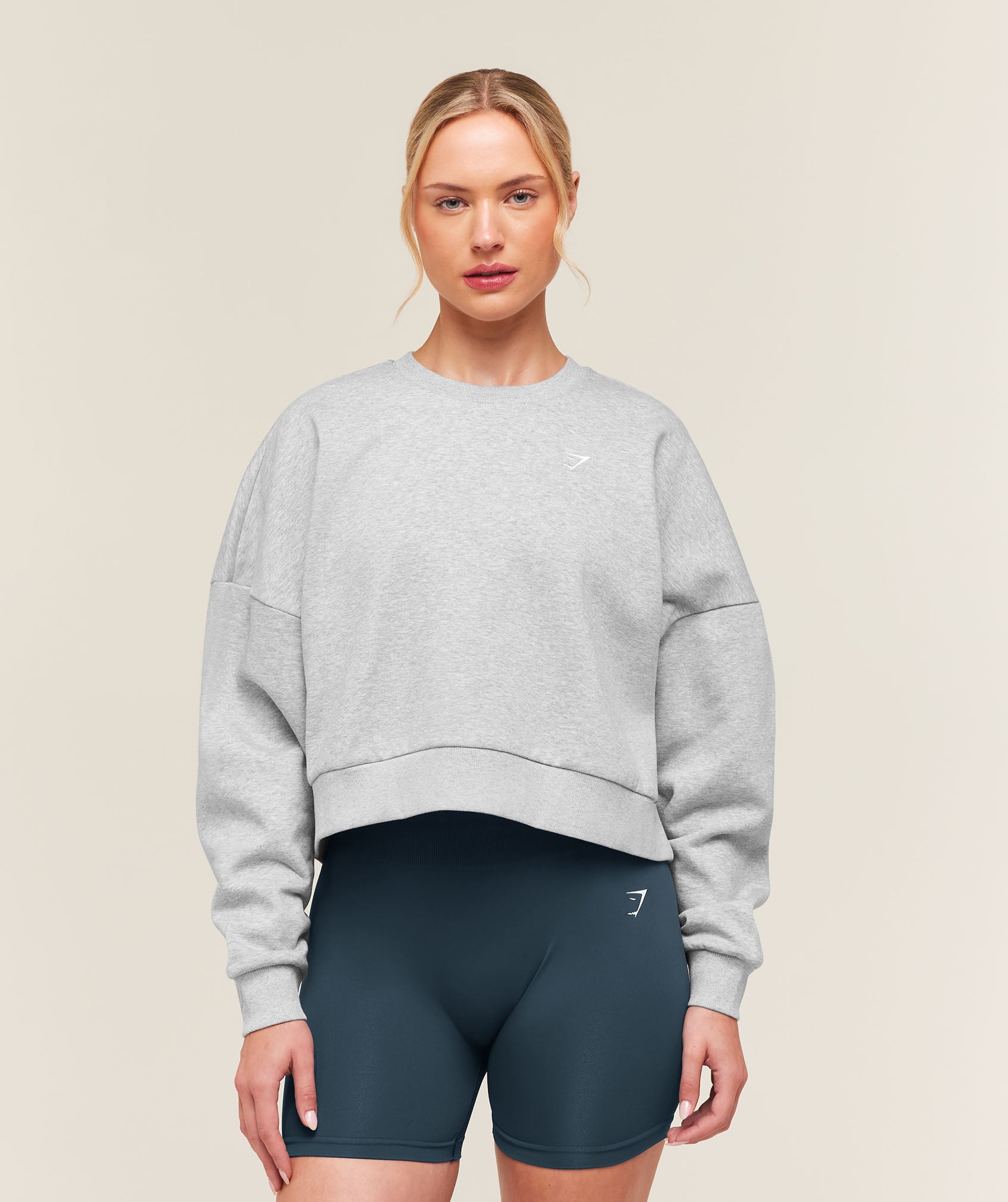Gymshark Training Oversized Boxy Sweatshirt - Light Grey Core Marl