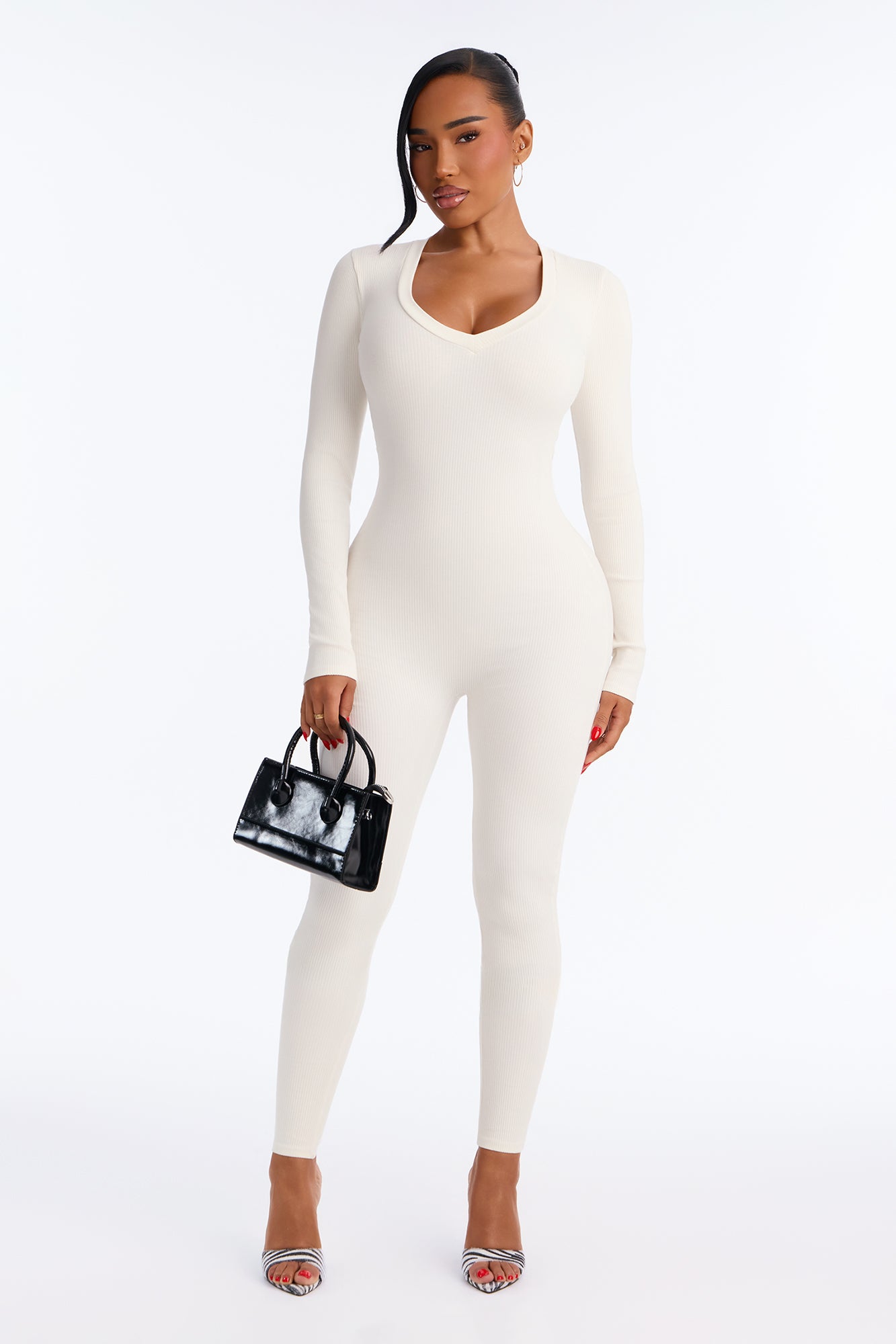 Gabriella Snatched Skinny Leg Jumpsuit - Off White