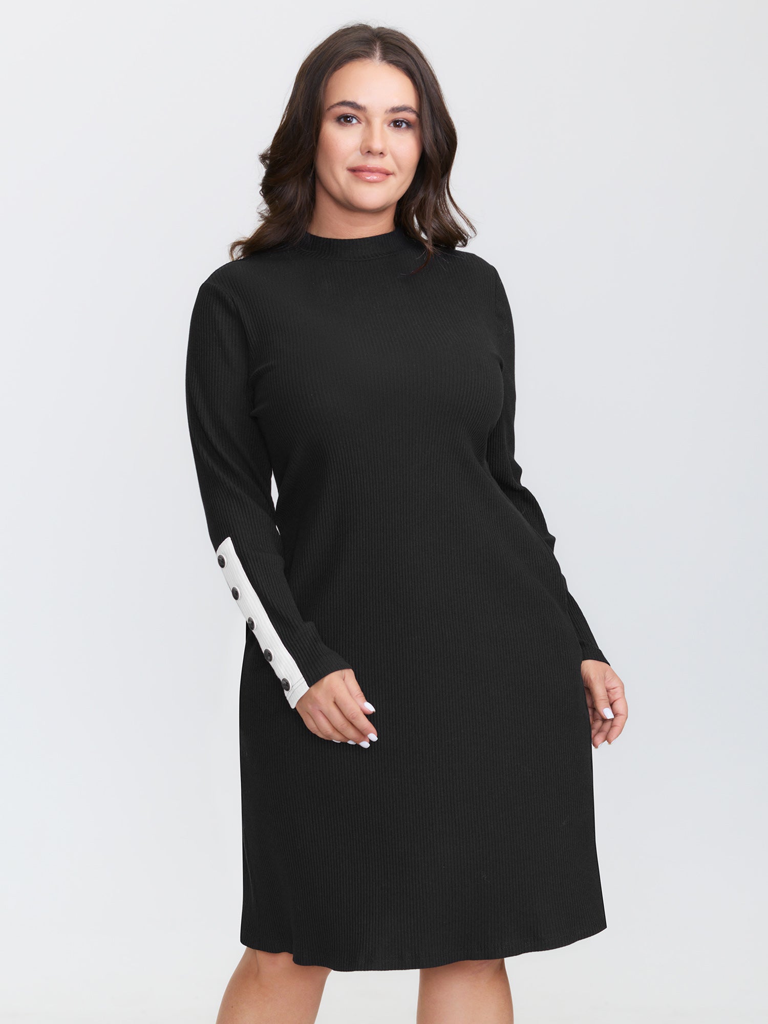 Supersoft Mockneck Button Midi Dress