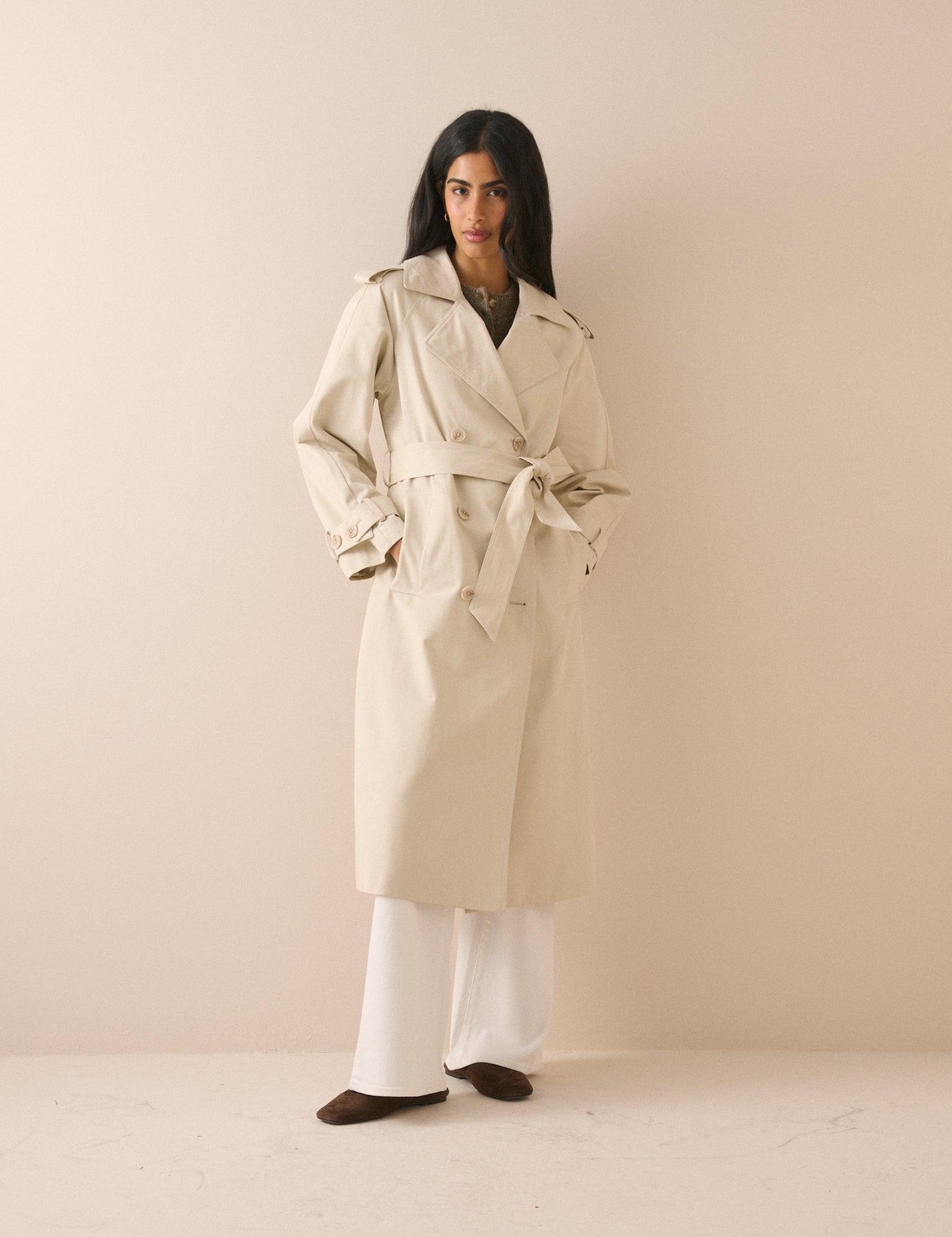 Cream Okasan Trench Coat
