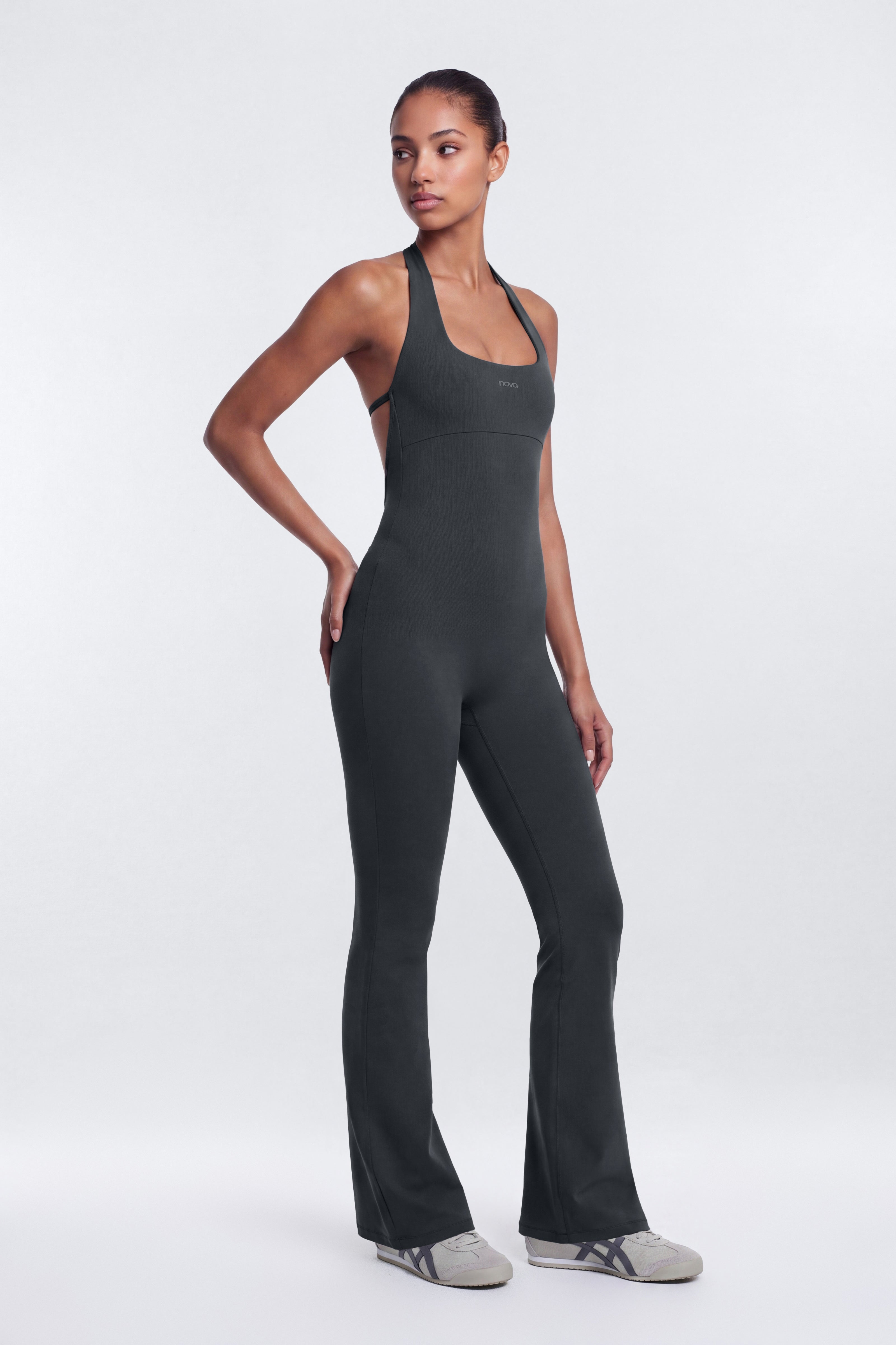 CloudForm™ Flare Halter Jumpsuit - Carbon