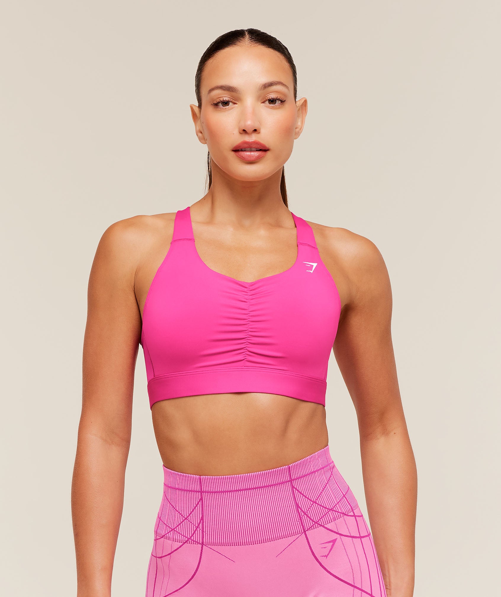 Gymshark High Support Ruched Sports Bra - Super-Set Pink